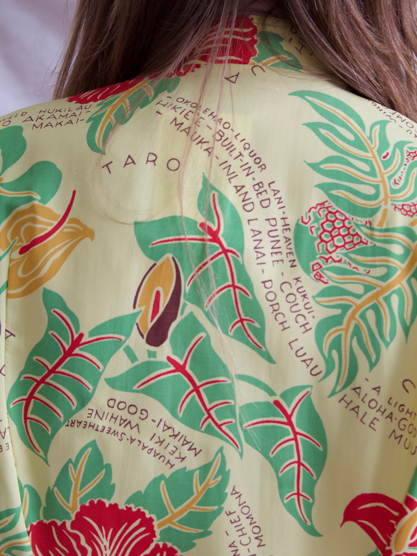 1940s Hawaiian Hibiscus Printed Cold Rayon Mandarin Collar Tunic
