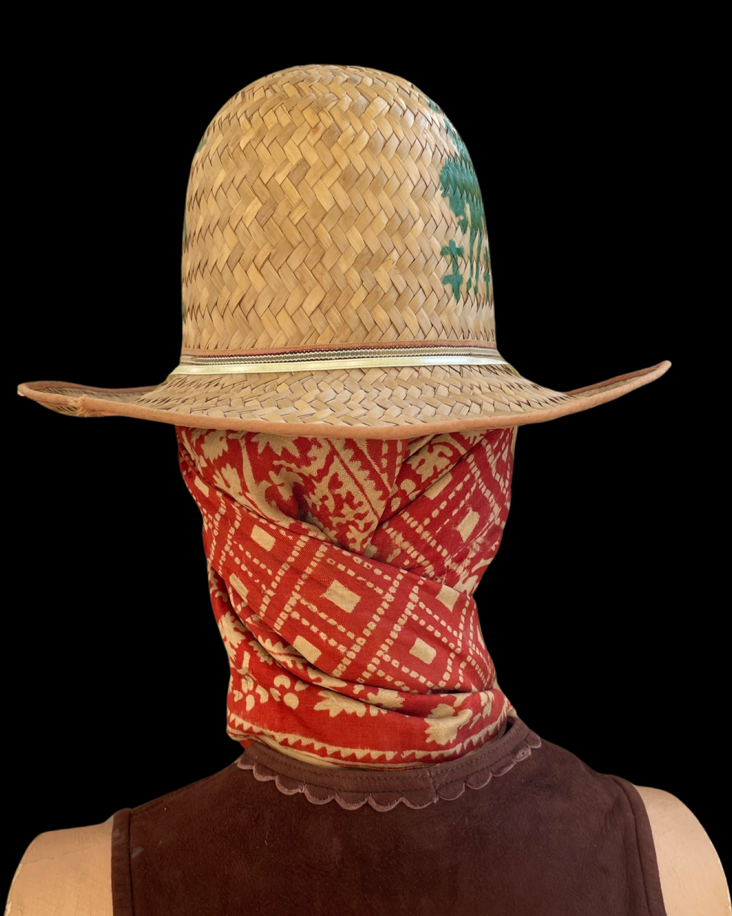 1940s Cowboy Stencil Straw Western Hat