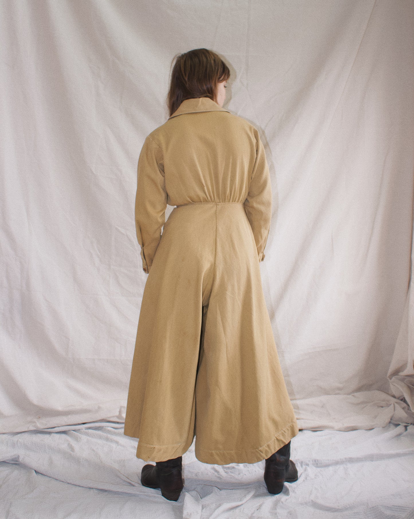 * Flash Sale * RARE 1910s Khaki Womens Riding Habit Divideded Skirt / Sportswear Jumpsuit