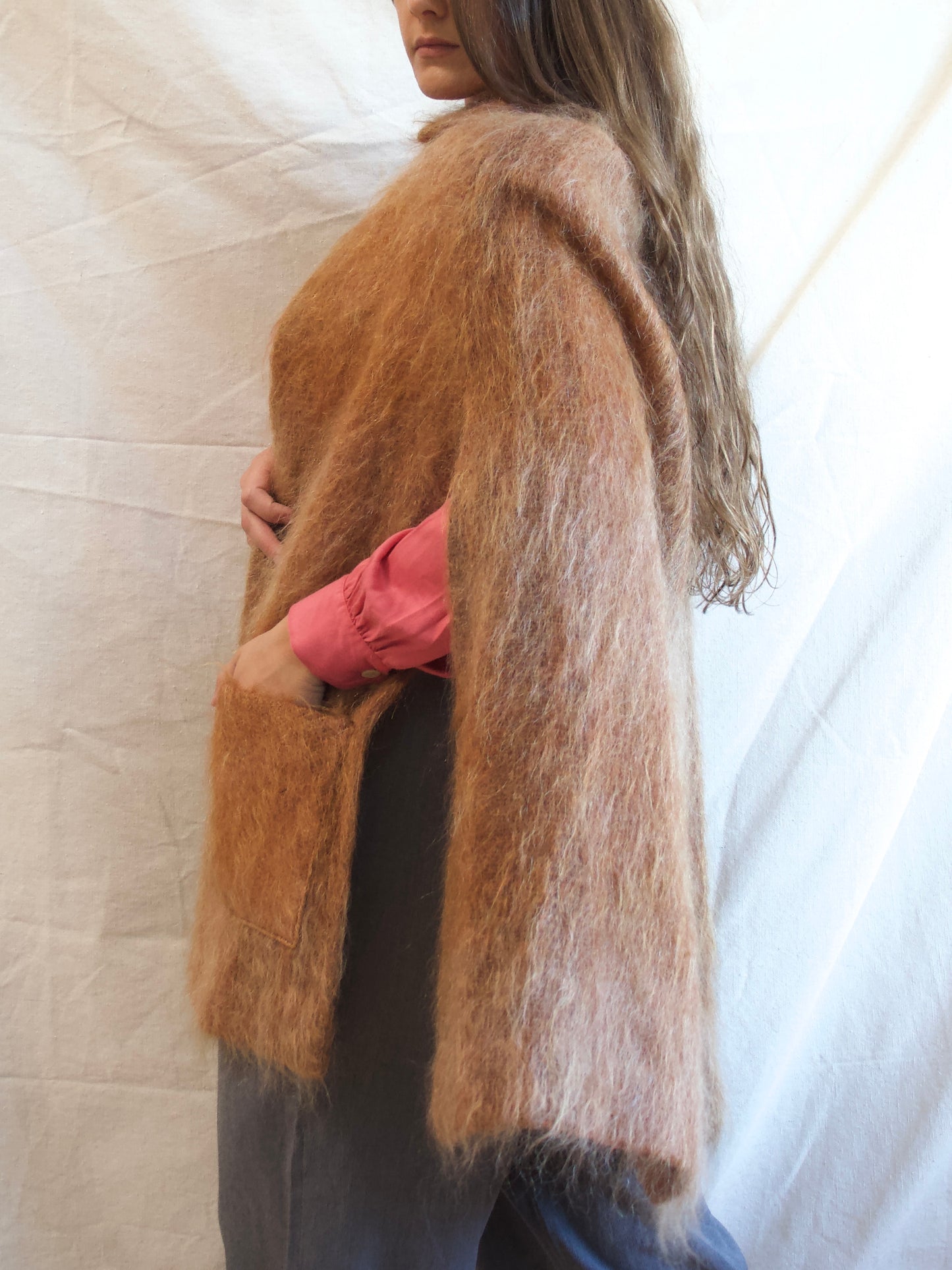 1950s Terracotta Shaggy Mohair Cape