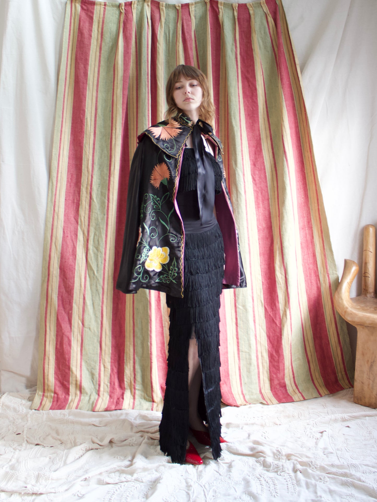 1940s Densely Embroidered Satin Matador / Toreador Cape