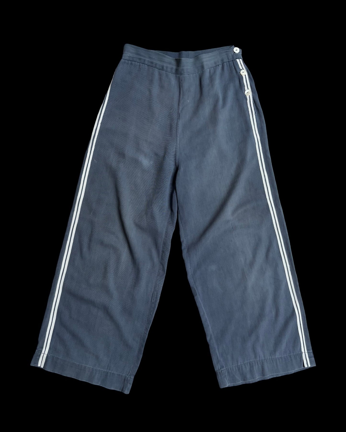 1930s Indigo Side Button Cotton Twill Pants