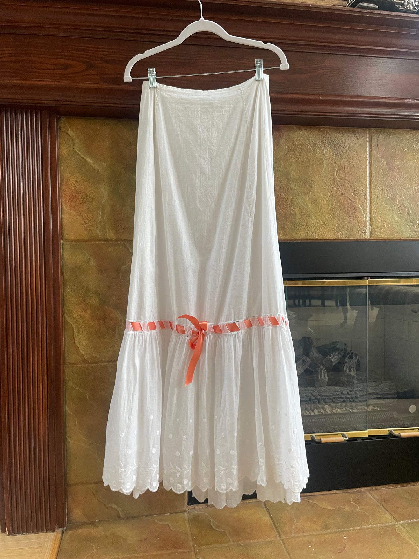 Edwardian Embroidered Cotton Woven Ribbon Skirt