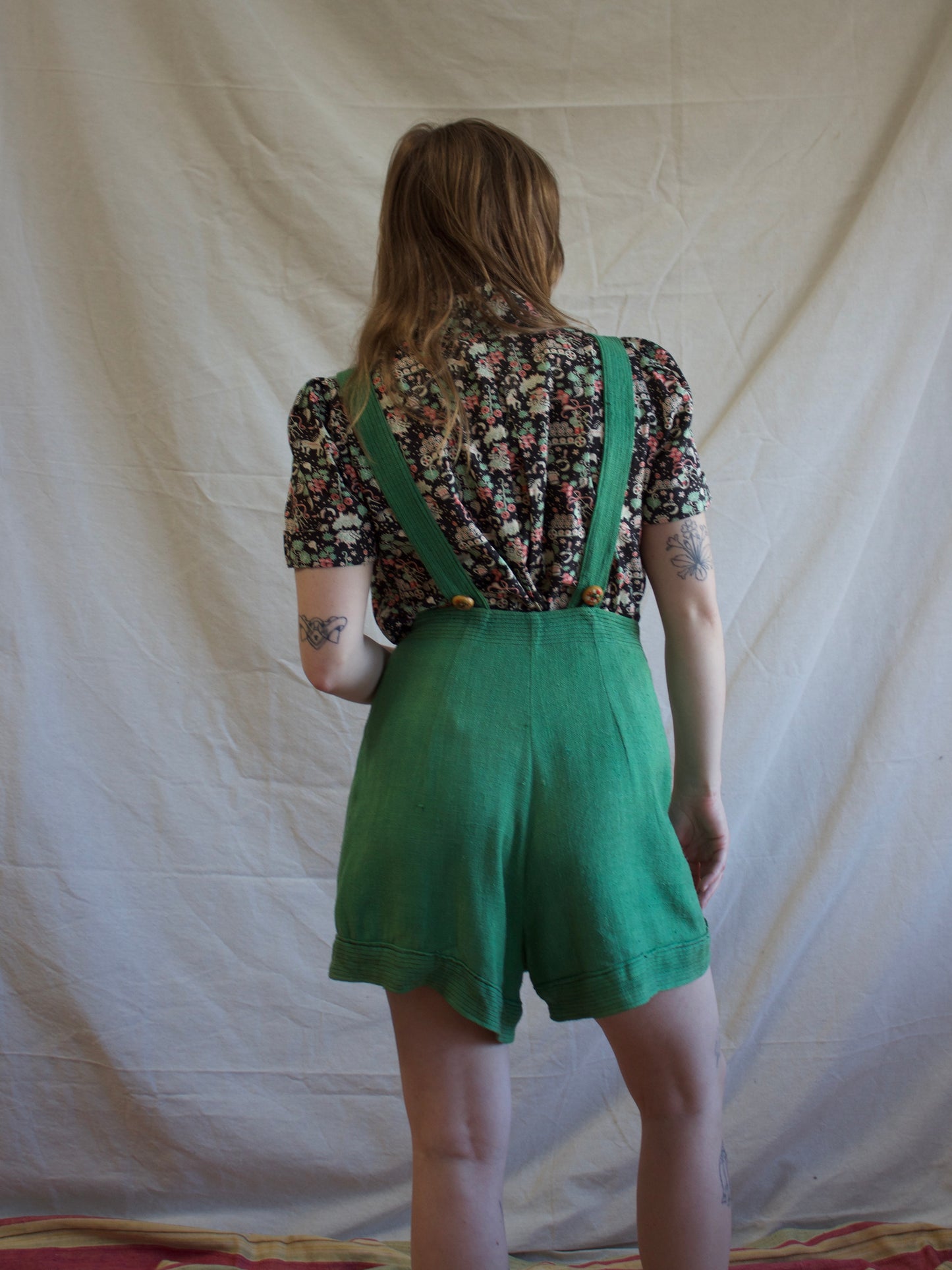 Rare Late 1930s Lanz 3 In One Fall Front Suspender Shortall Set