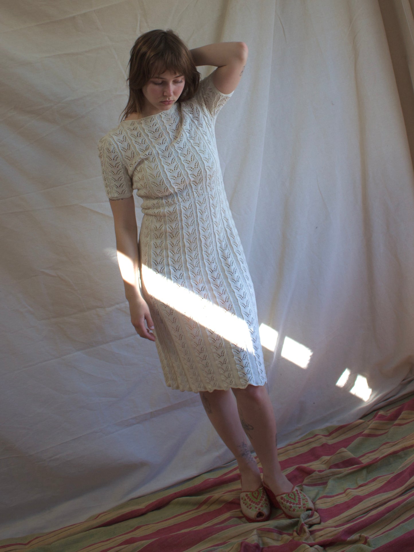 1930s Ivory Knit Wiggle Dress