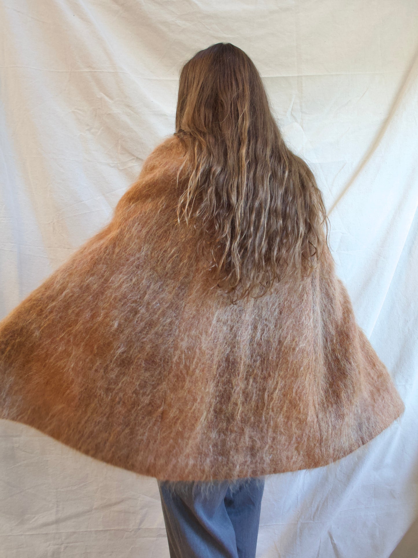 1950s Terracotta Shaggy Mohair Cape