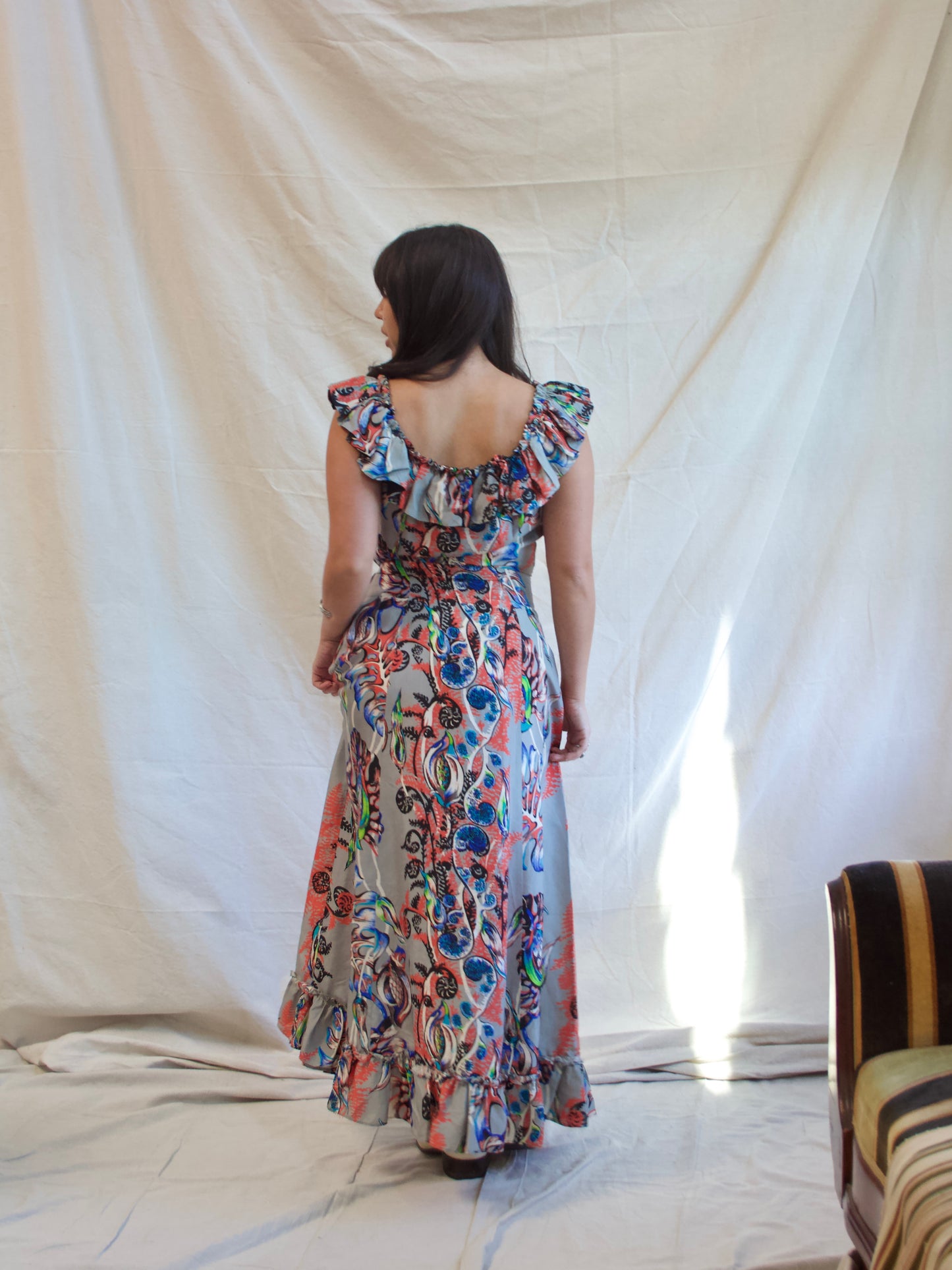 1940s Hawaiian Silk Holo Muu Dress
