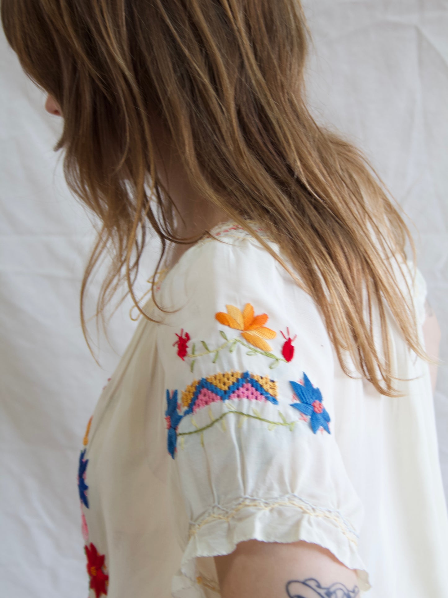 1948 Mexican Embroidered Peasant Blouse
