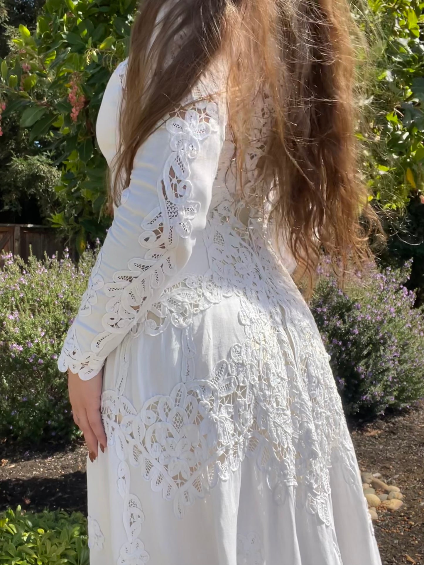 Special Turn Of The Century Hand Sewn Tape Lace & Linen Wedding Gown