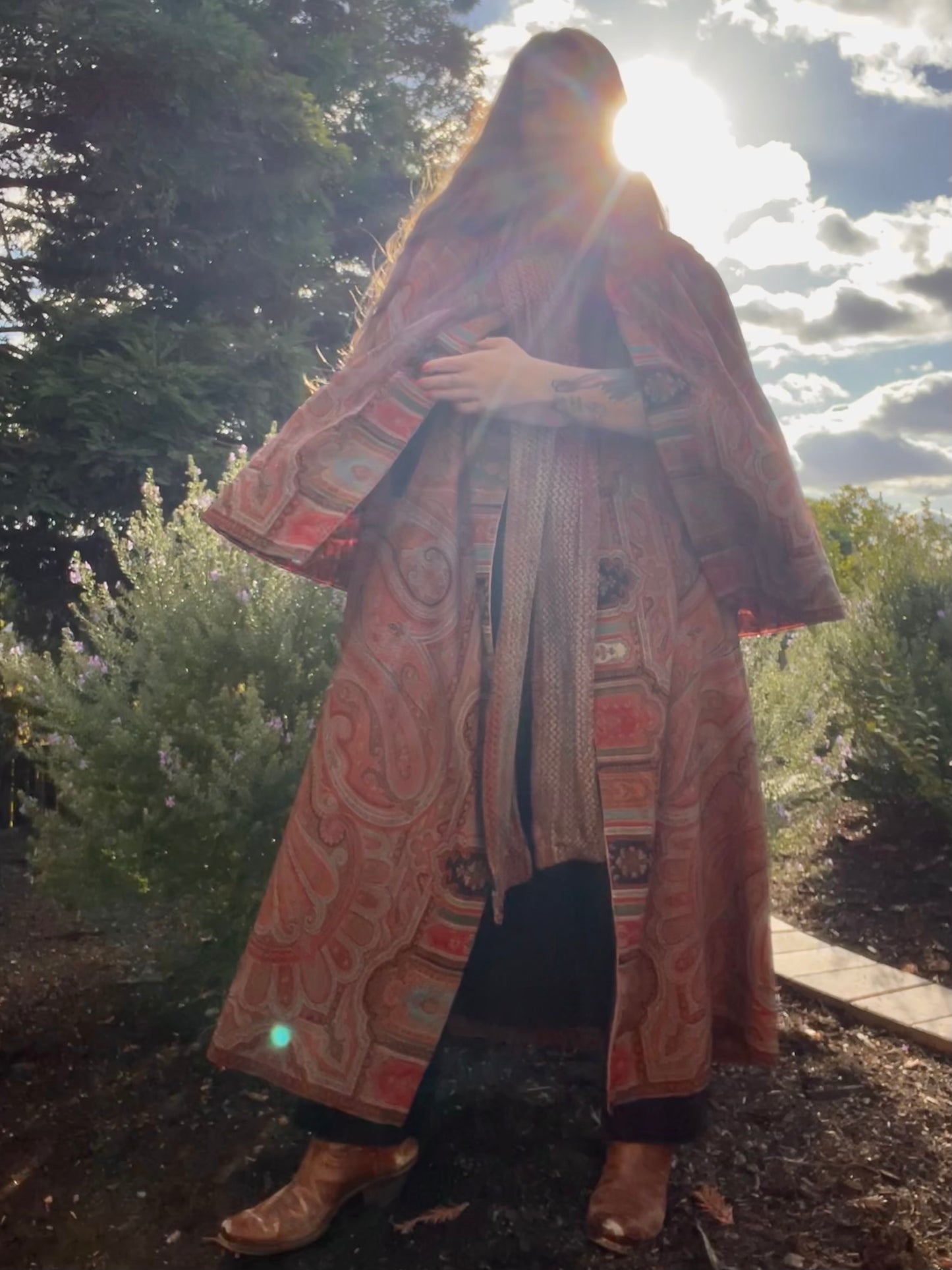 Victorian Shawl & Devore Velvet Cape Remade 1930s