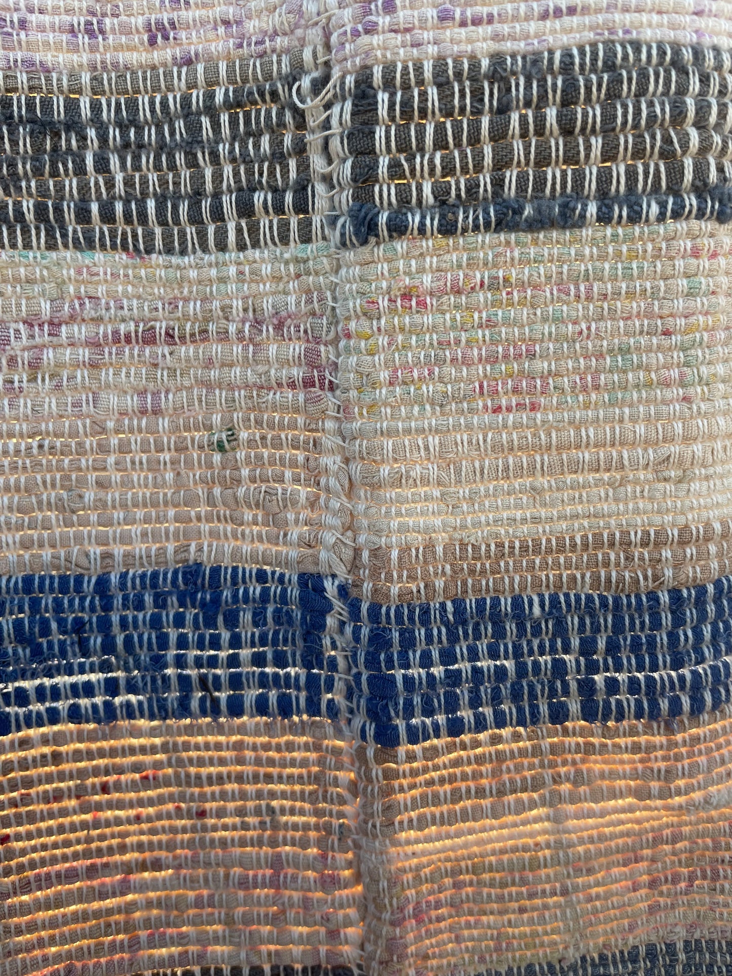Depression Era Hand Tied Cotton Area Rag Rug