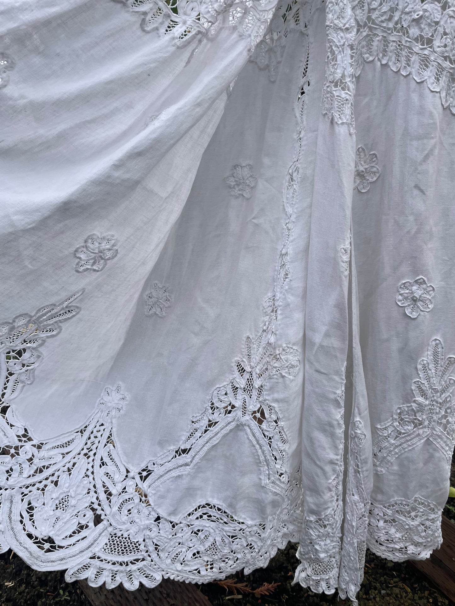 Special Turn Of The Century Hand Sewn Tape Lace & Linen Wedding Gown