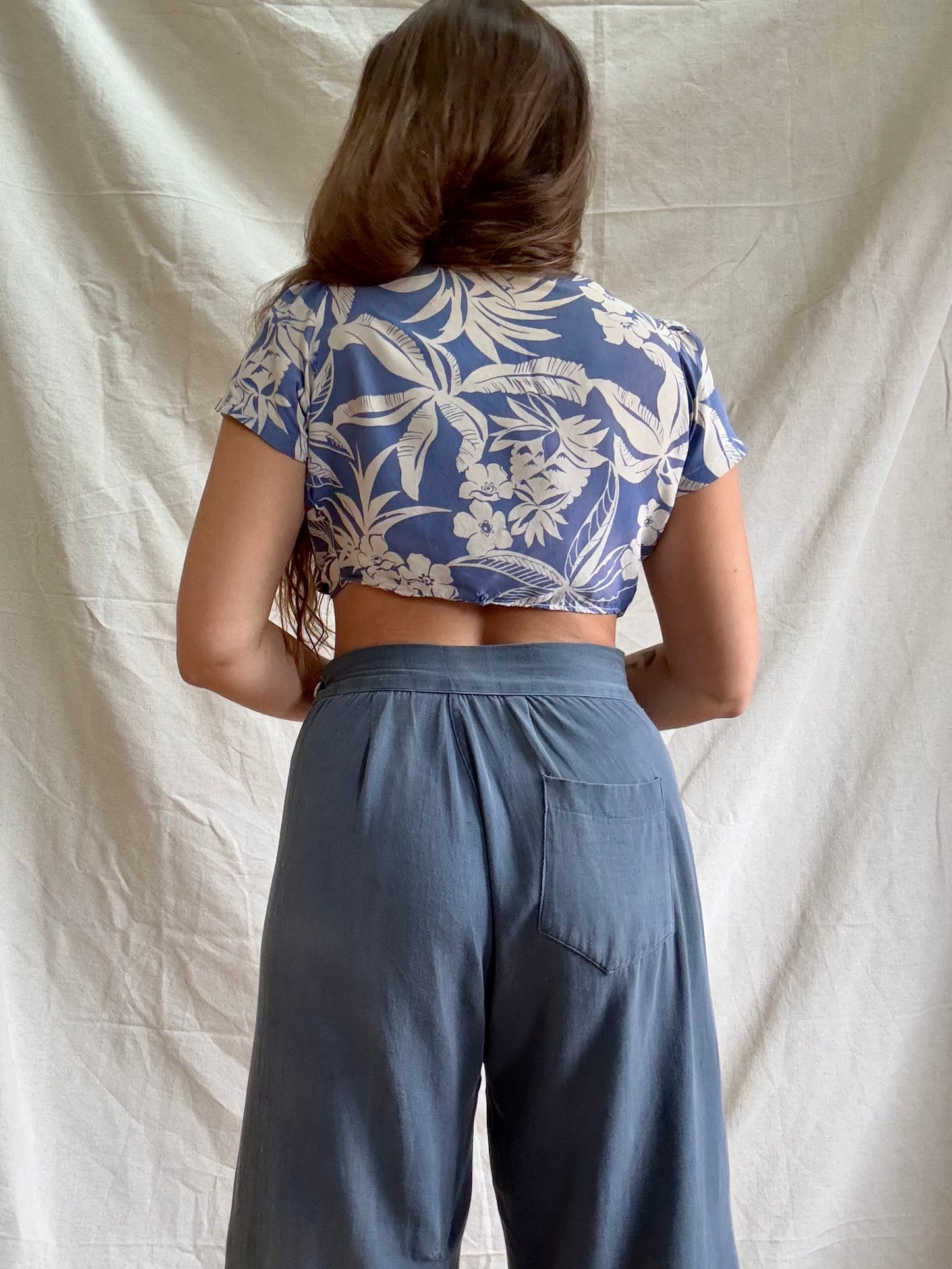 1930s Indigo Side Button Cotton Twill Pants