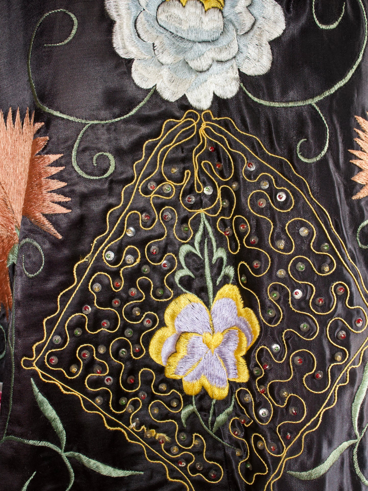 1940s Densely Embroidered Satin Matador / Toreador Cape