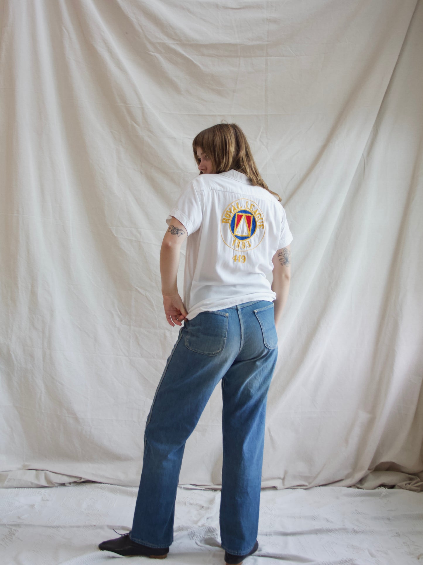 1950s Women's Chain Stitched Gabardine Bowling Shirt