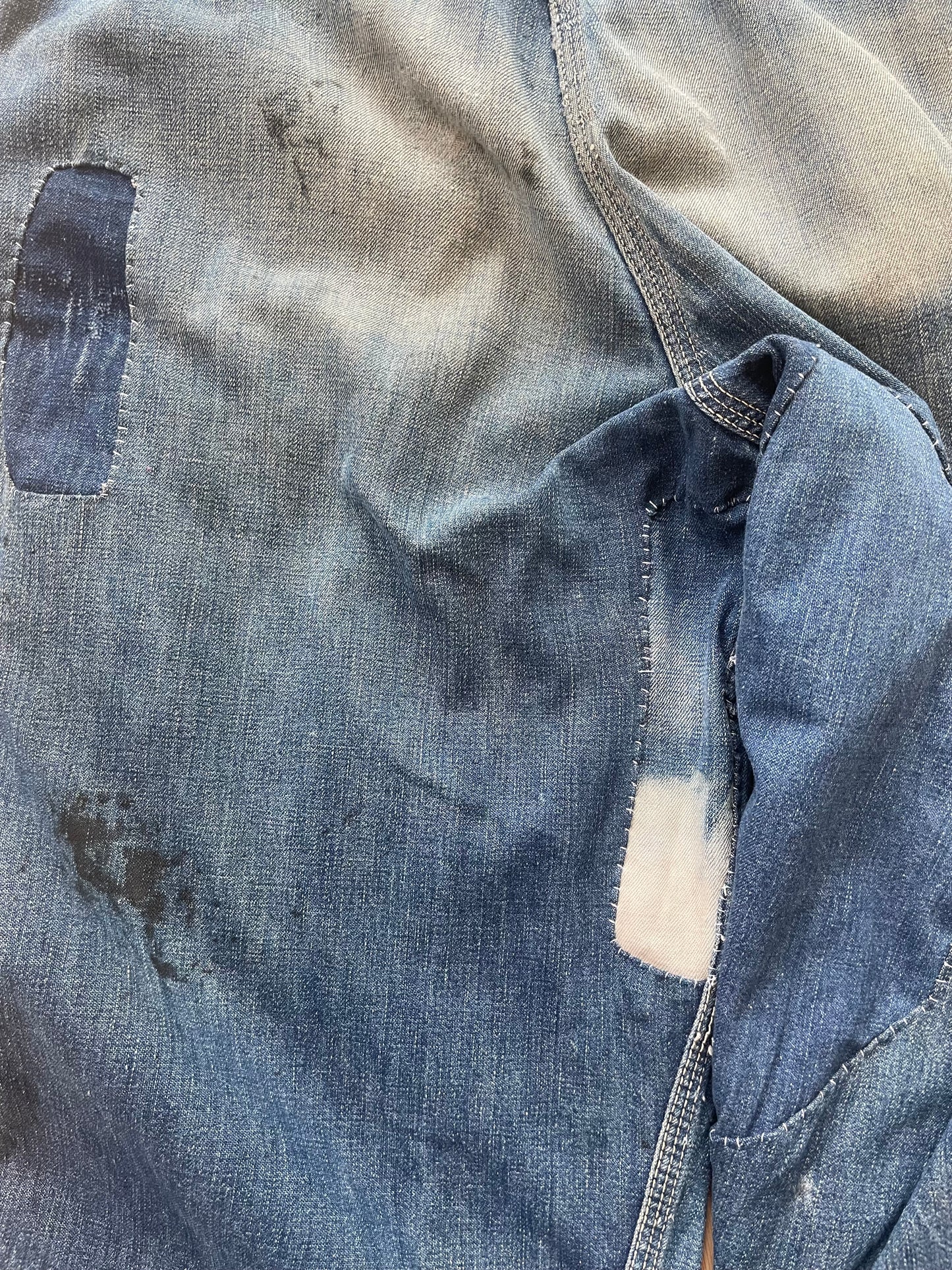 1940s Lace Back Patched Workwear Denim