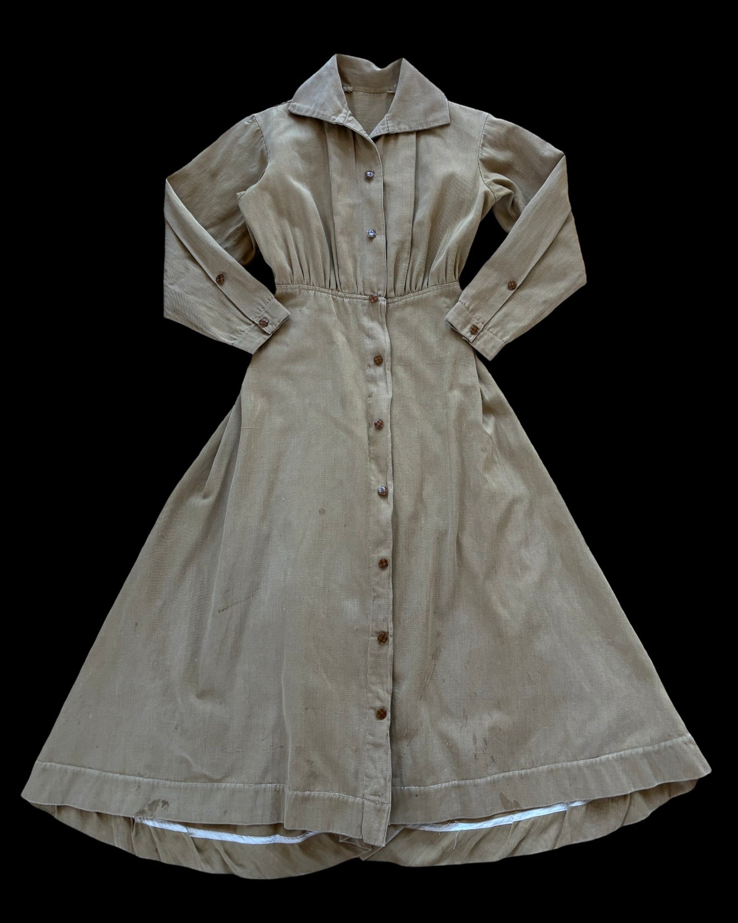 * Flash Sale * RARE 1910s Khaki Womens Riding Habit Divideded Skirt / Sportswear Jumpsuit