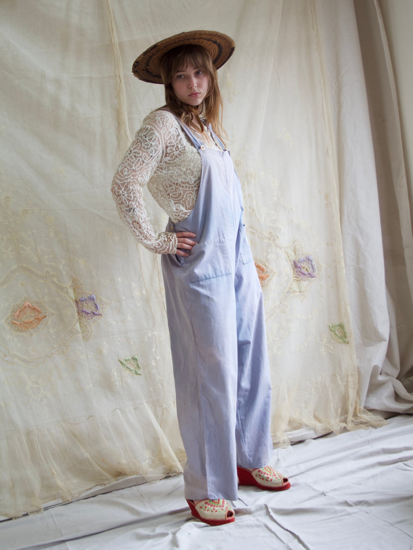 1940s Women’s Land Army Sunfaded Cotton Workwear Overalls