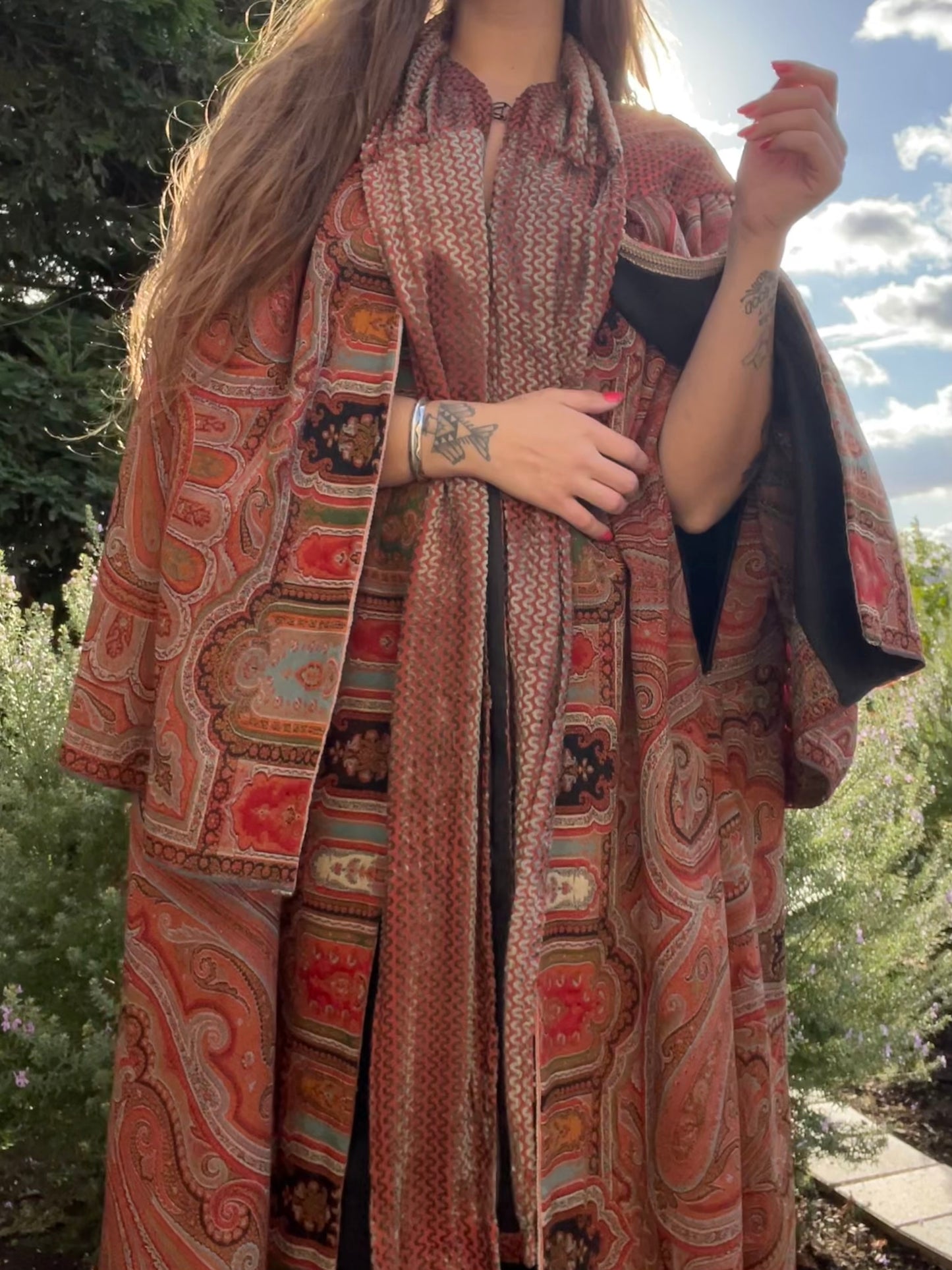 Victorian Shawl & Devore Velvet Cape Remade 1930s