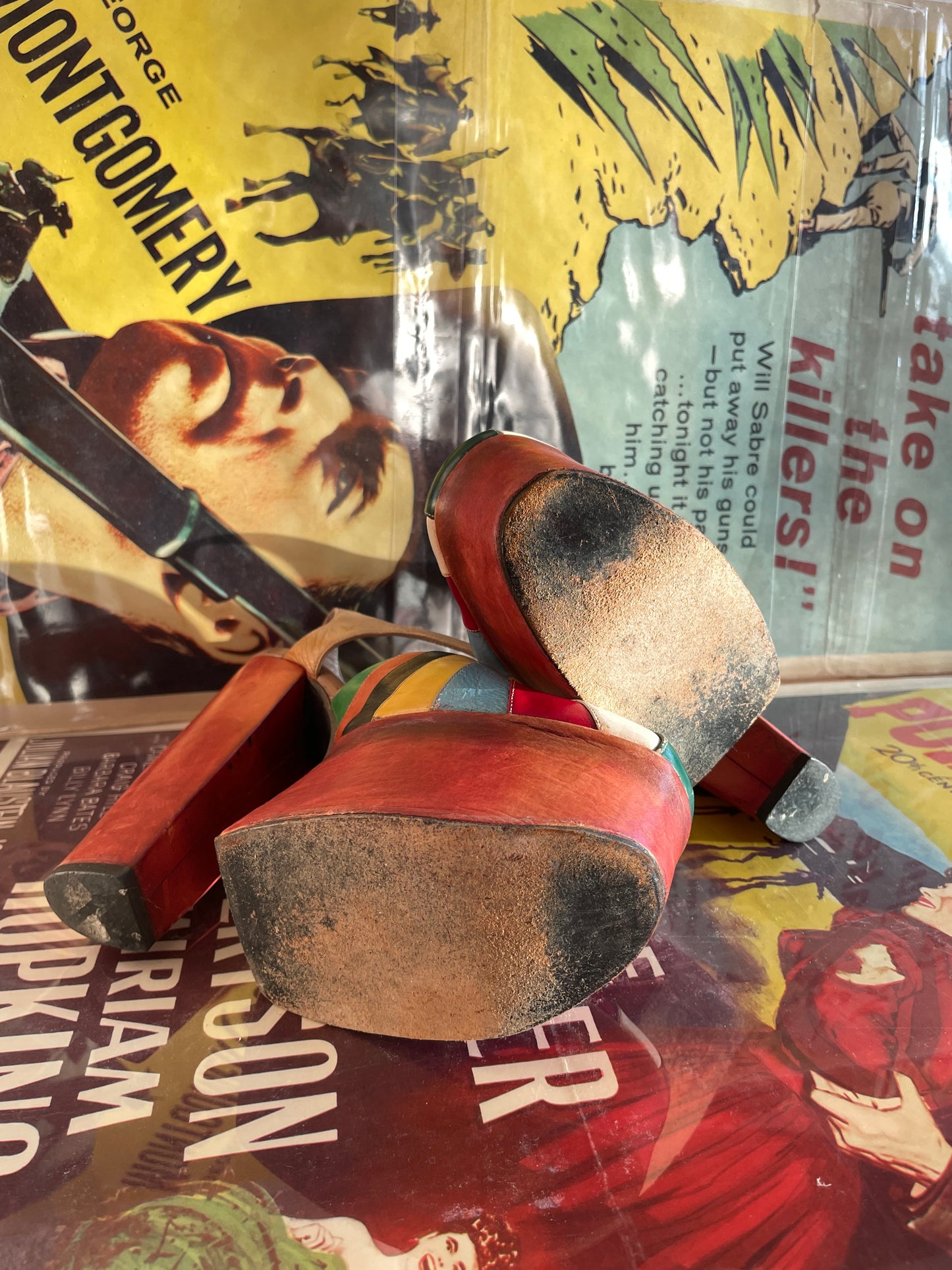 Special 1970s Rainbow Patchwork Leather Platforms