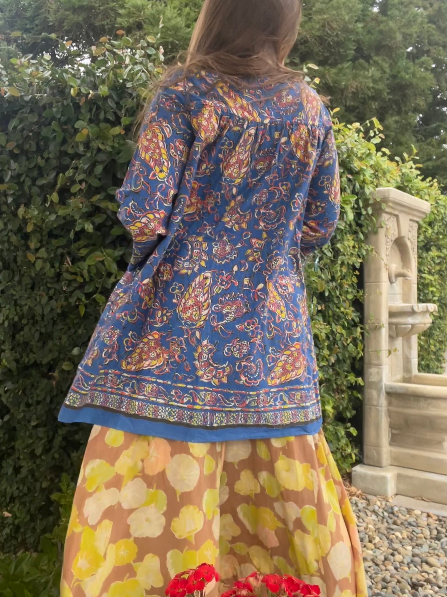 1930s Abstract Floral Print Cotton Artist Smock