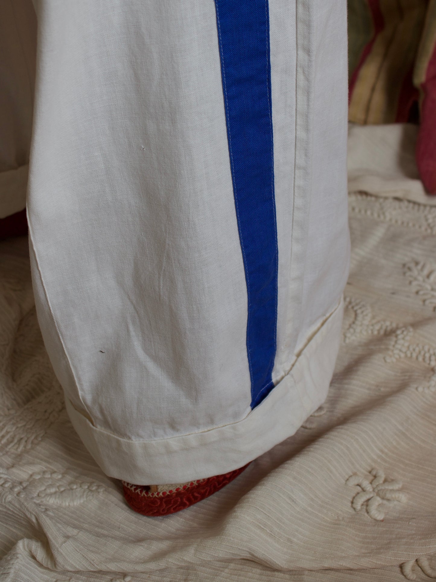 Rare 1930s Tri-Tone Cotton Side Button Beach Pajamas / Overalls w* Side Cinch