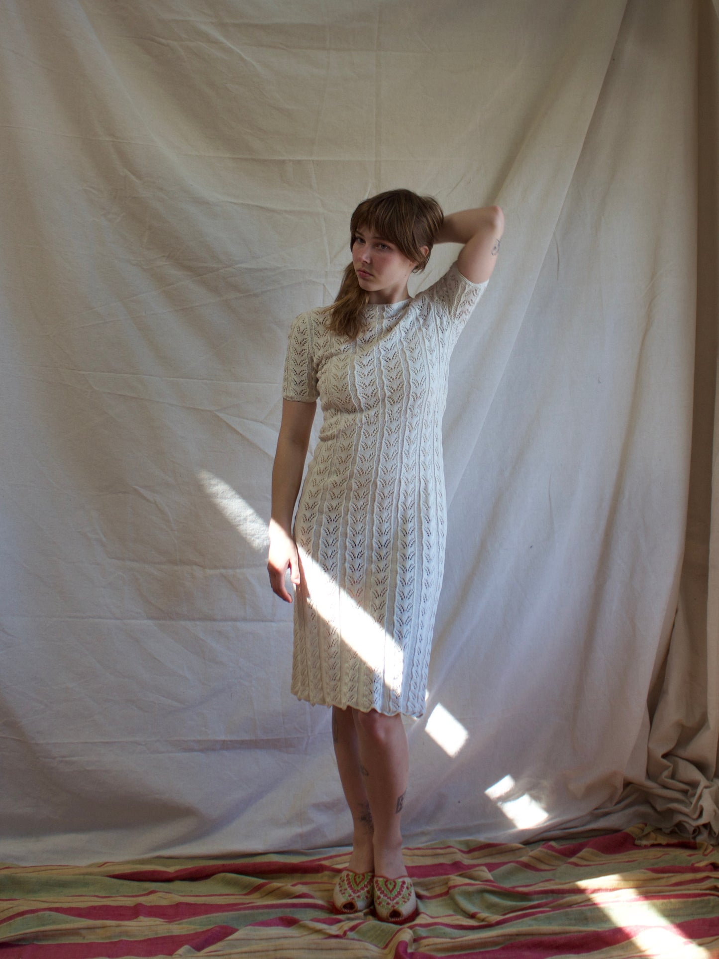 1930s Ivory Knit Wiggle Dress