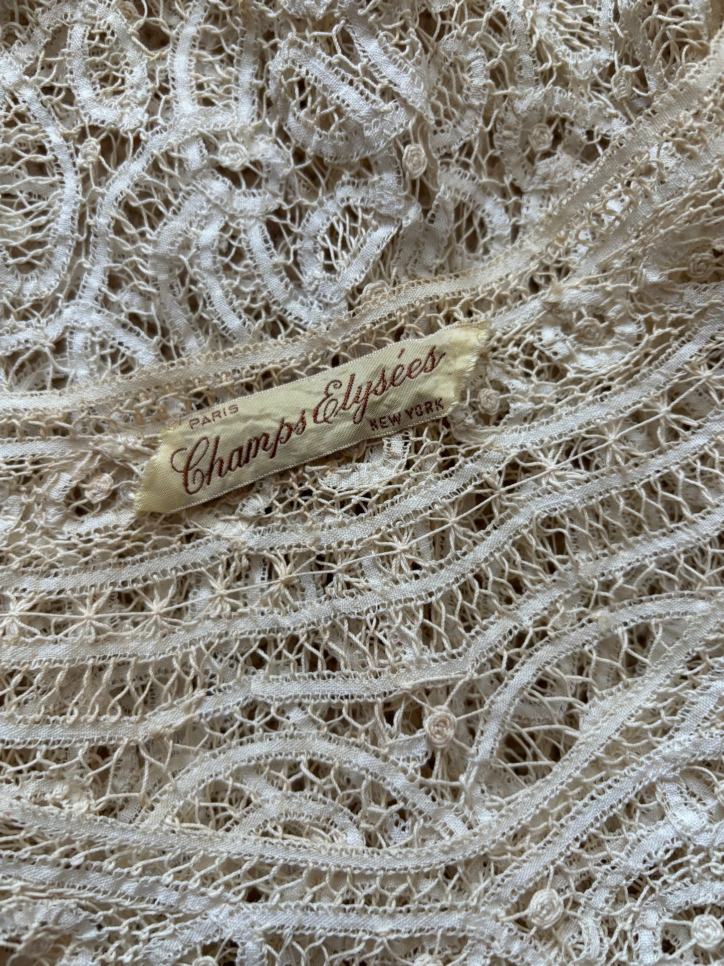 Antique Made in Paris 1920s Tape Lace Pullover Blouse