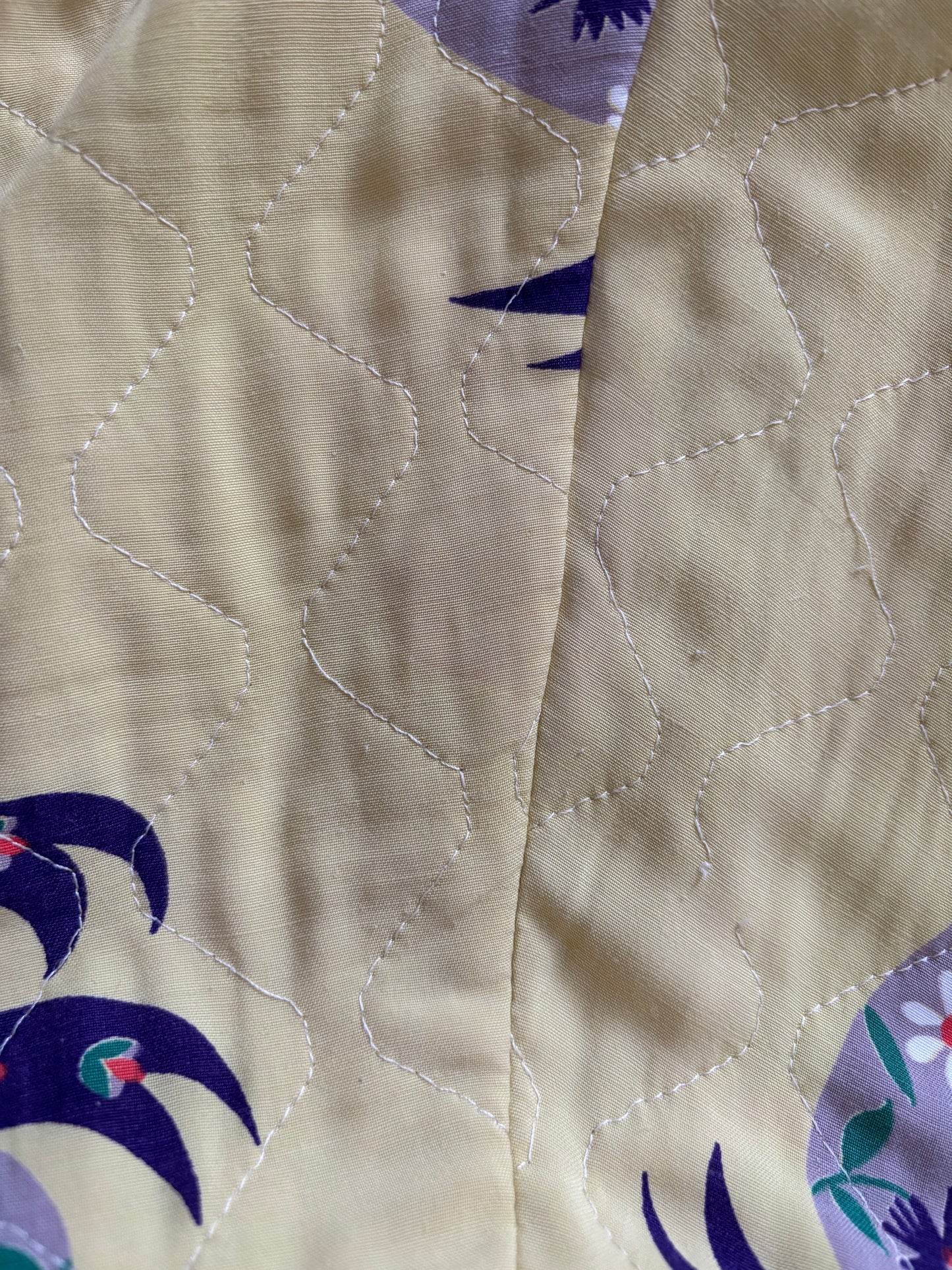 1940s Quilted Novelty Print Palazzo Pant Zip Front Jumpsuit