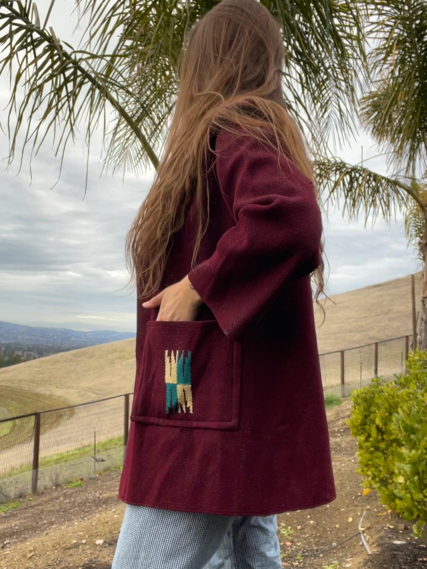 1940s Eggplant Chimayo Open Front Swing Coat