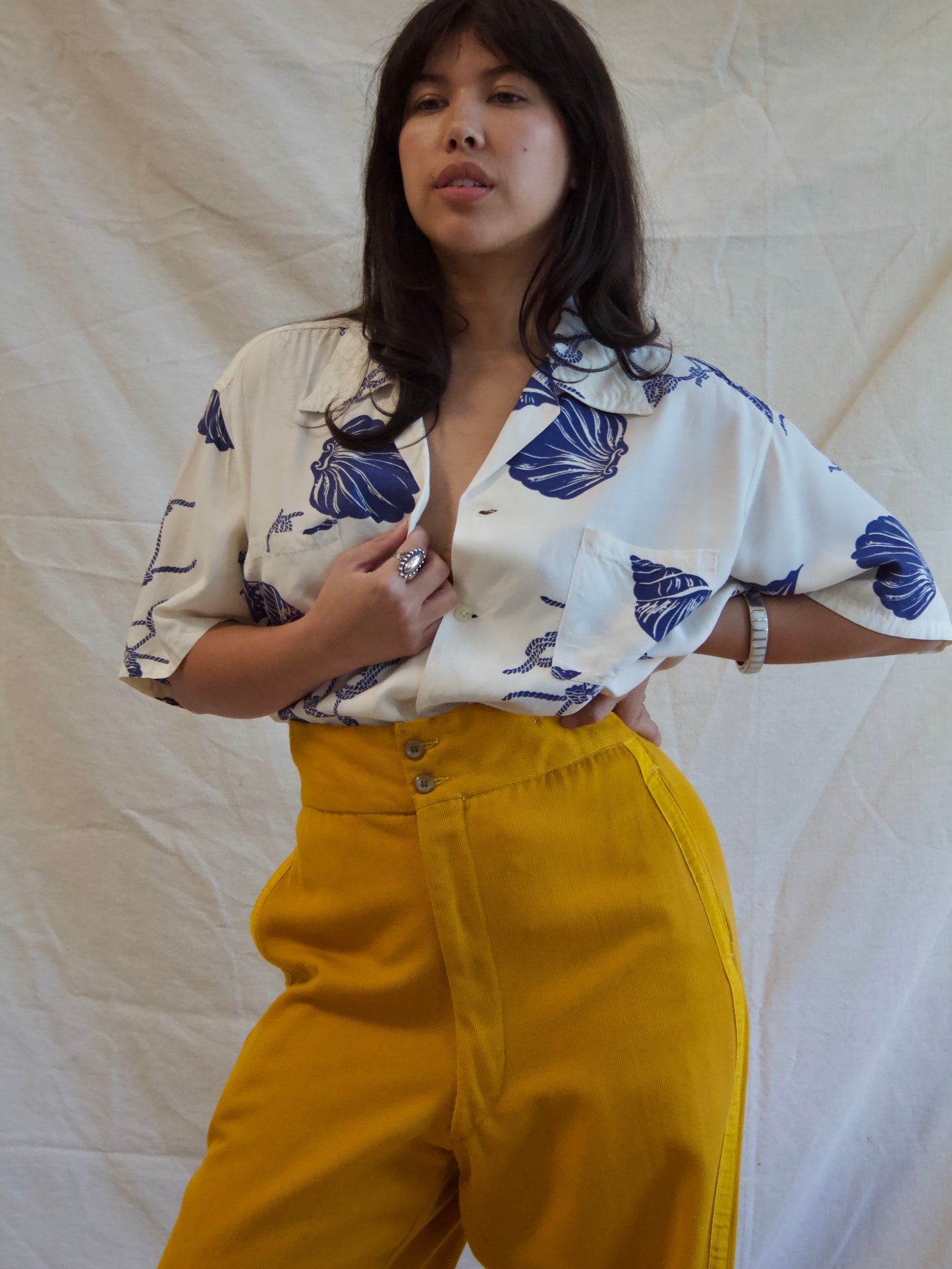 1940s Two Tone Flares High Rise Athletic Wool Trousers