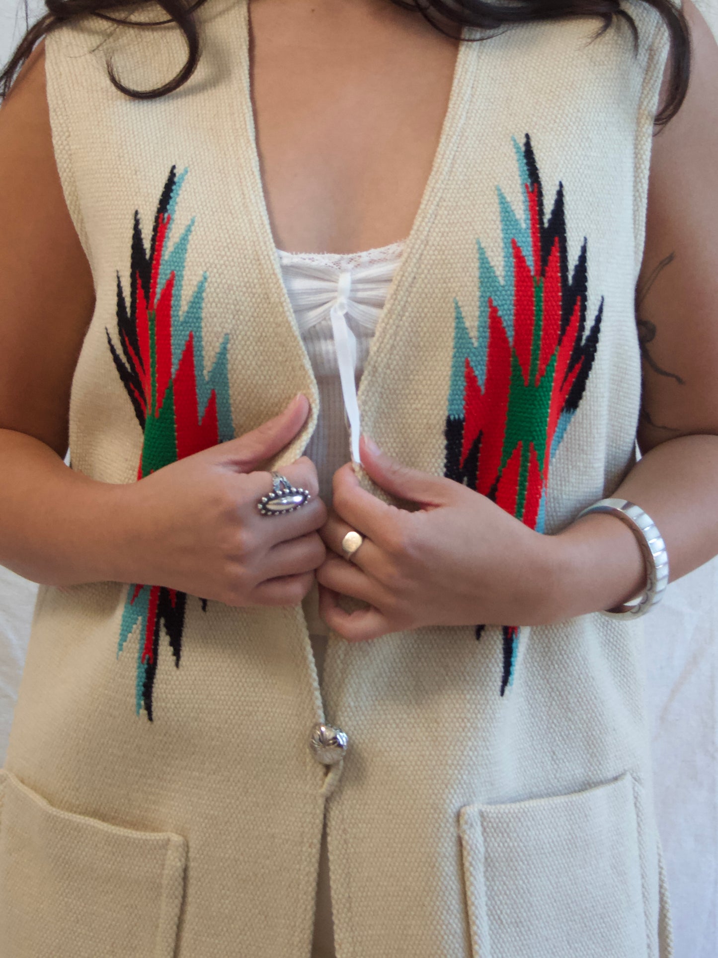 Vintage 'Millers' 1950s/60s Cream Chimayo Wool Vest