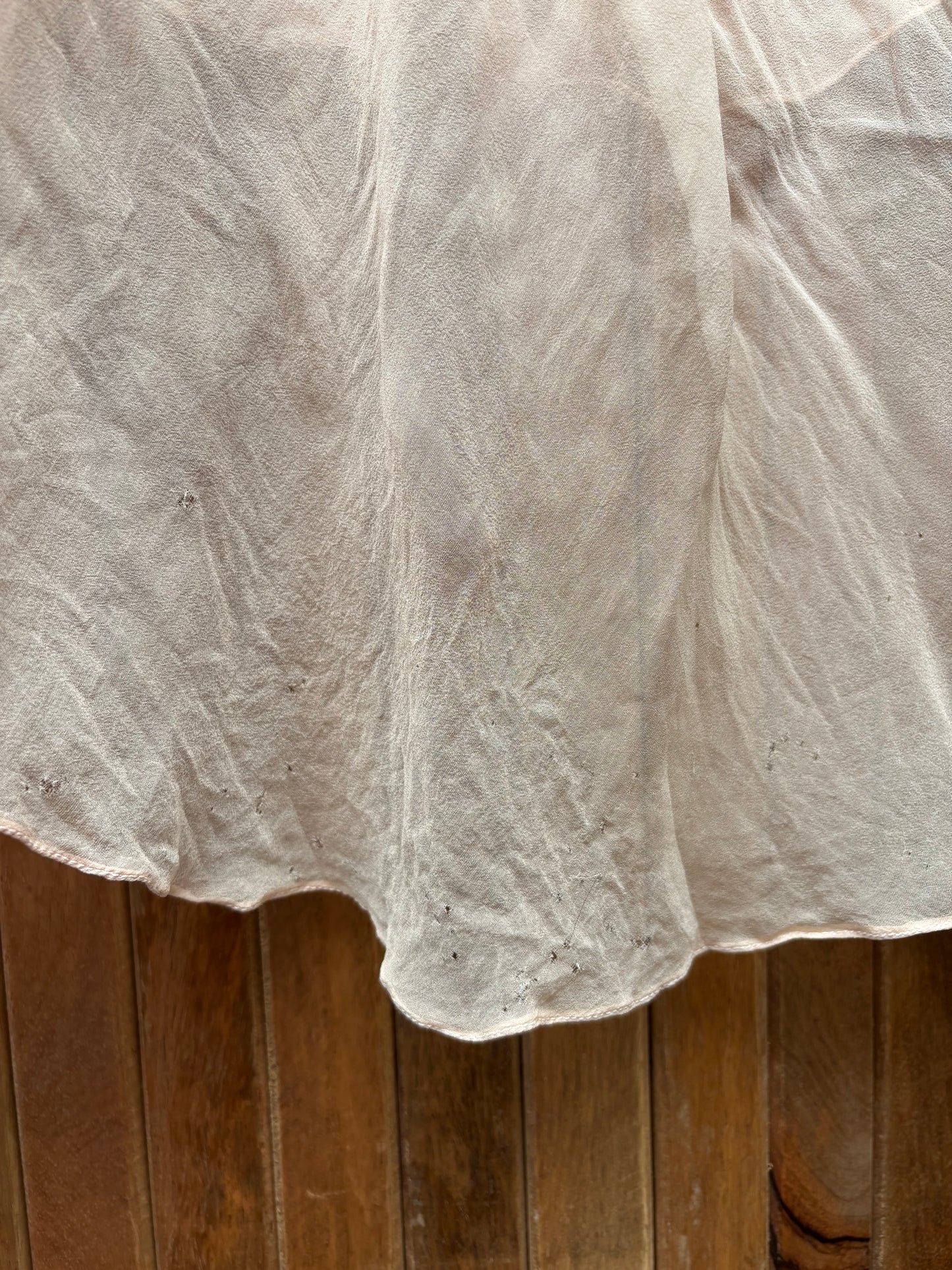 1930s Chiffon Bishop Sleeve Smocked Trained Peignoir