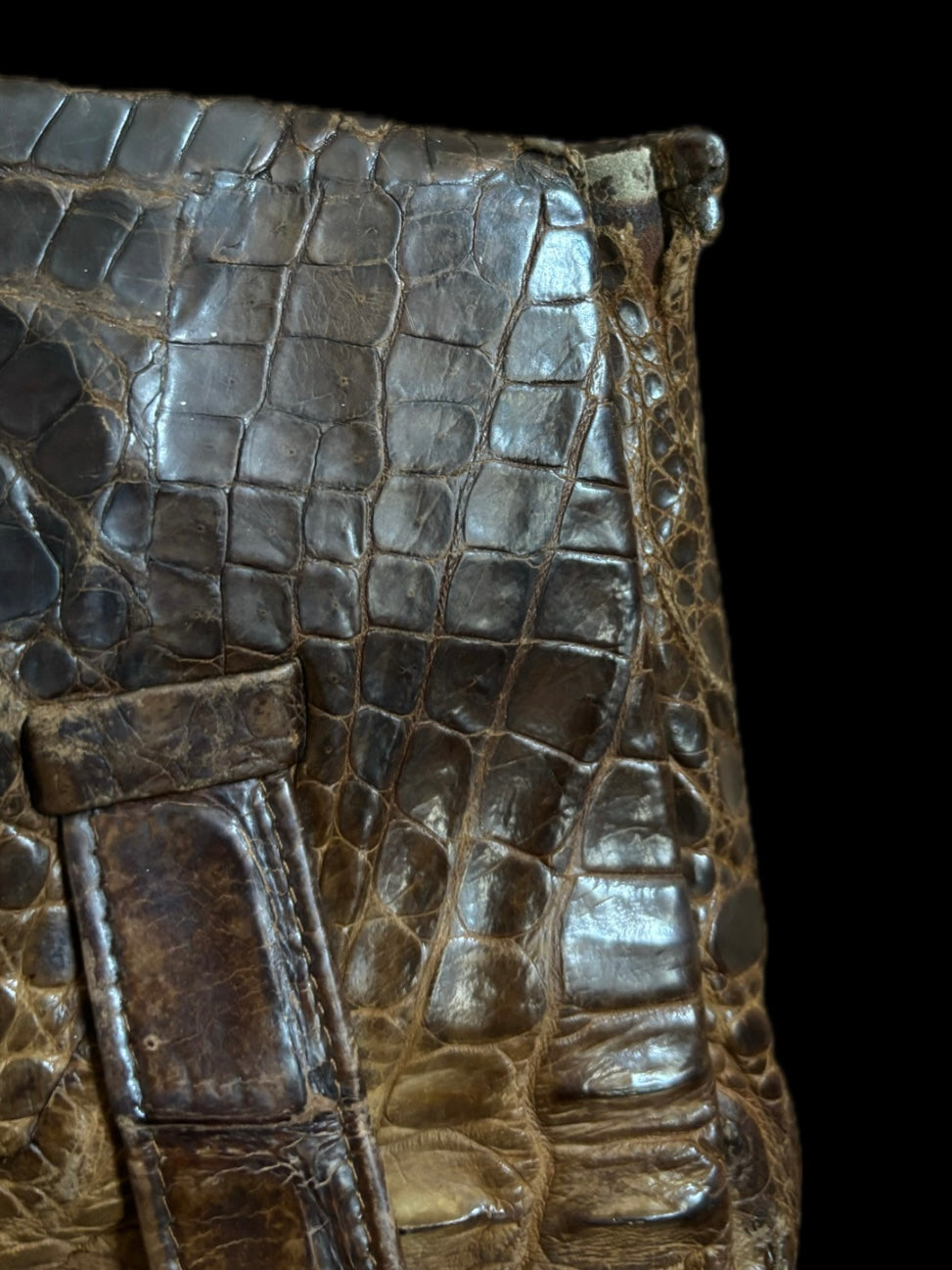 1940s Large Alligator Leather Clutch