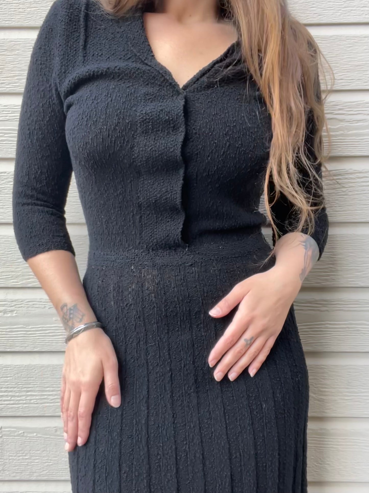 1940s Boucle Knit Midi Dress