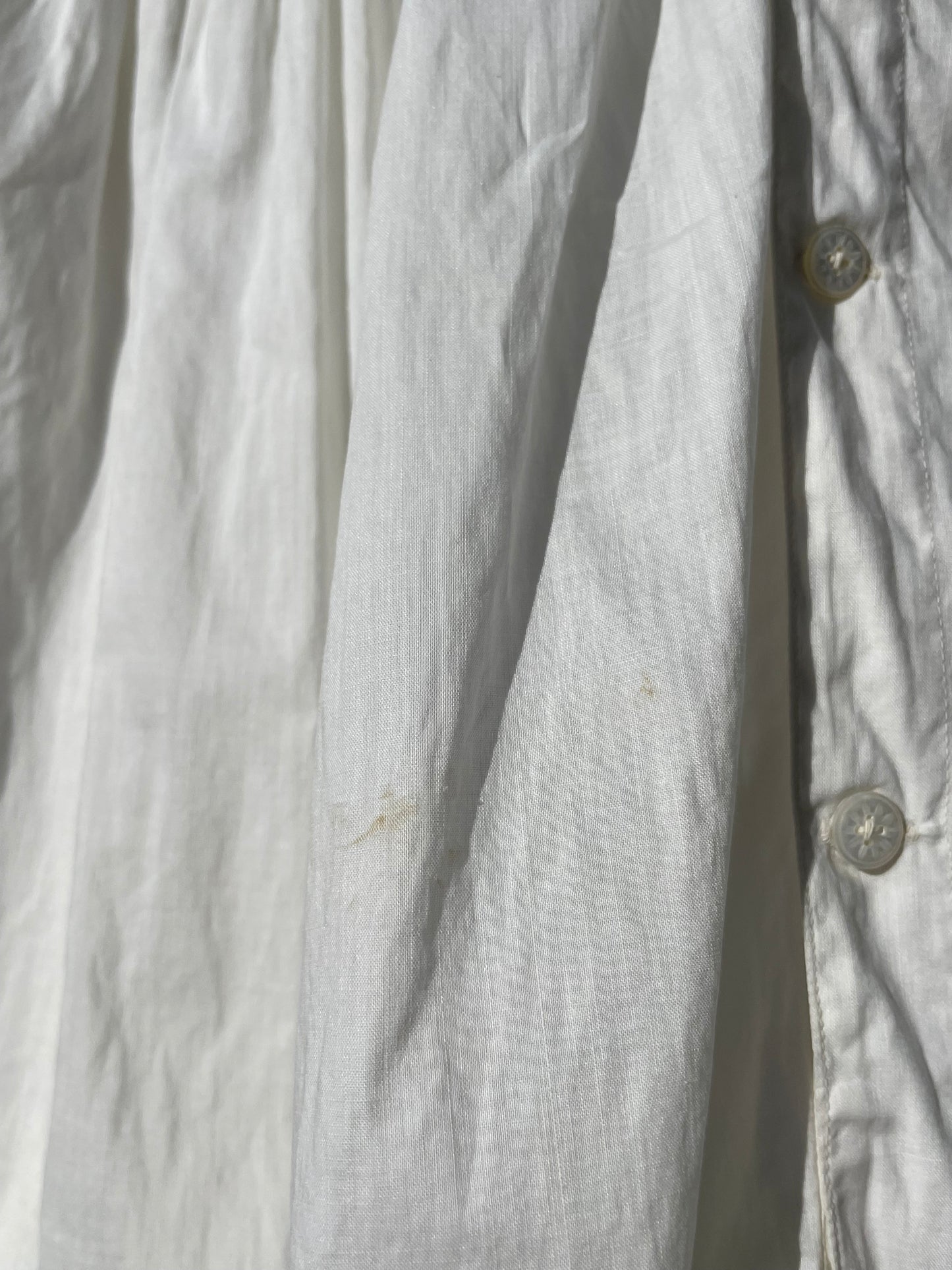 Antique Turn Of The Century Poet Sleeve Fine Cotton & Lace Troussea Gown