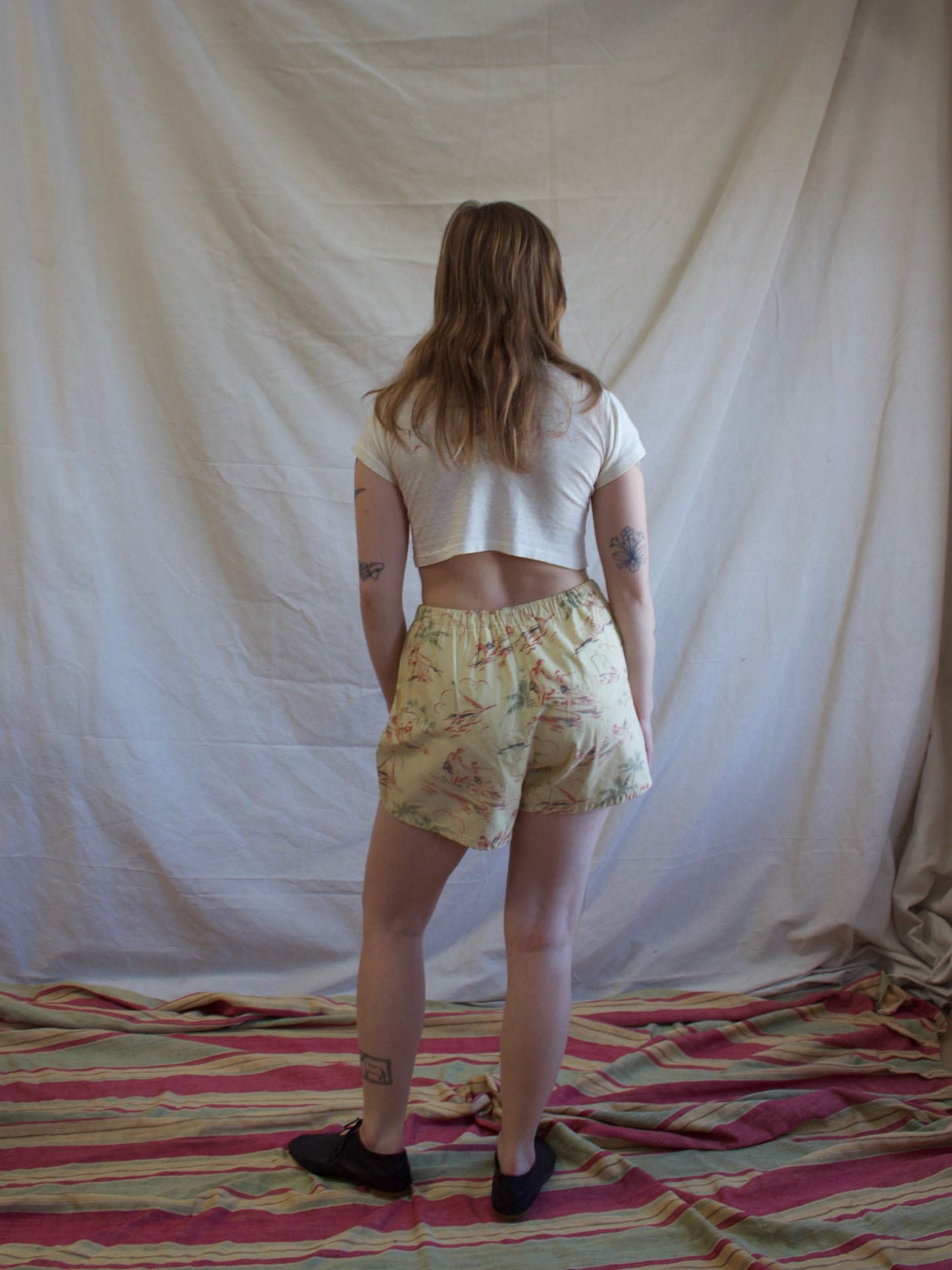 1940s/1950s Hawaiiana Surfer Print Swim/Play Shorts