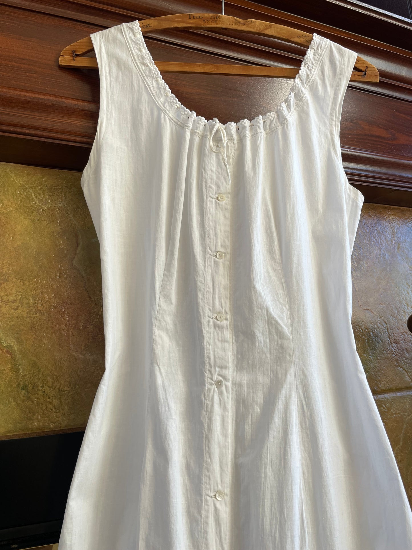 Edwardian Cotton Eyelet Chemise Button Font Dress