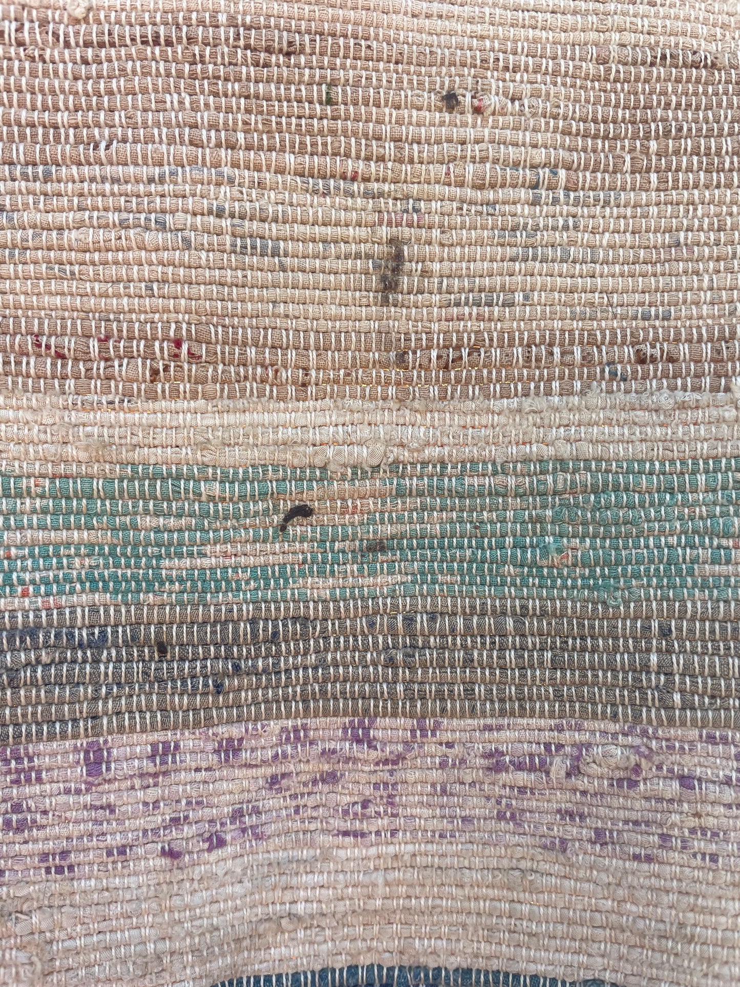 Depression Era Hand Tied Cotton Area Rag Rug