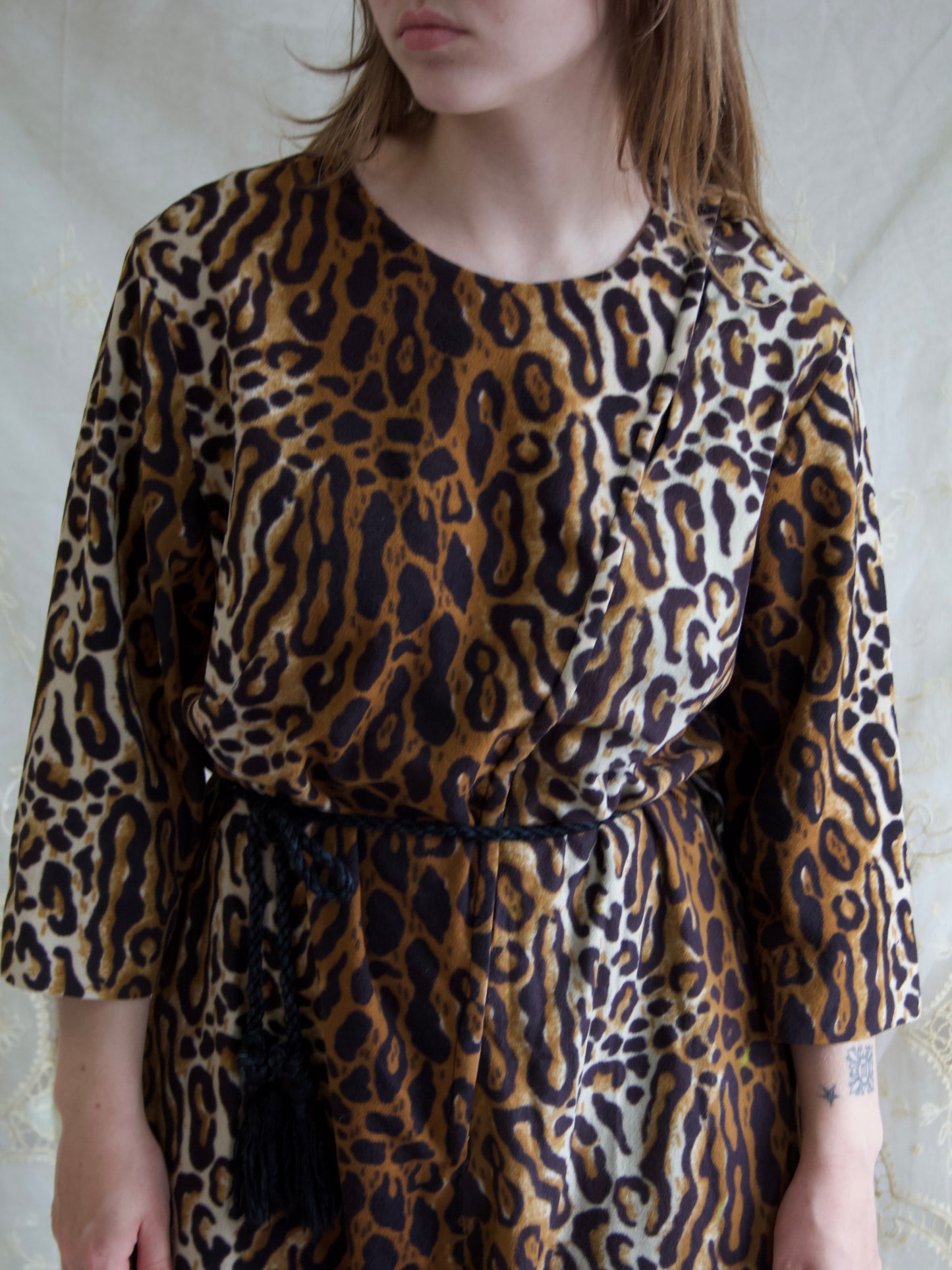 1950s Cheetah Print Plush Palazzo Pant Zip Front Lounge Jumpsuit