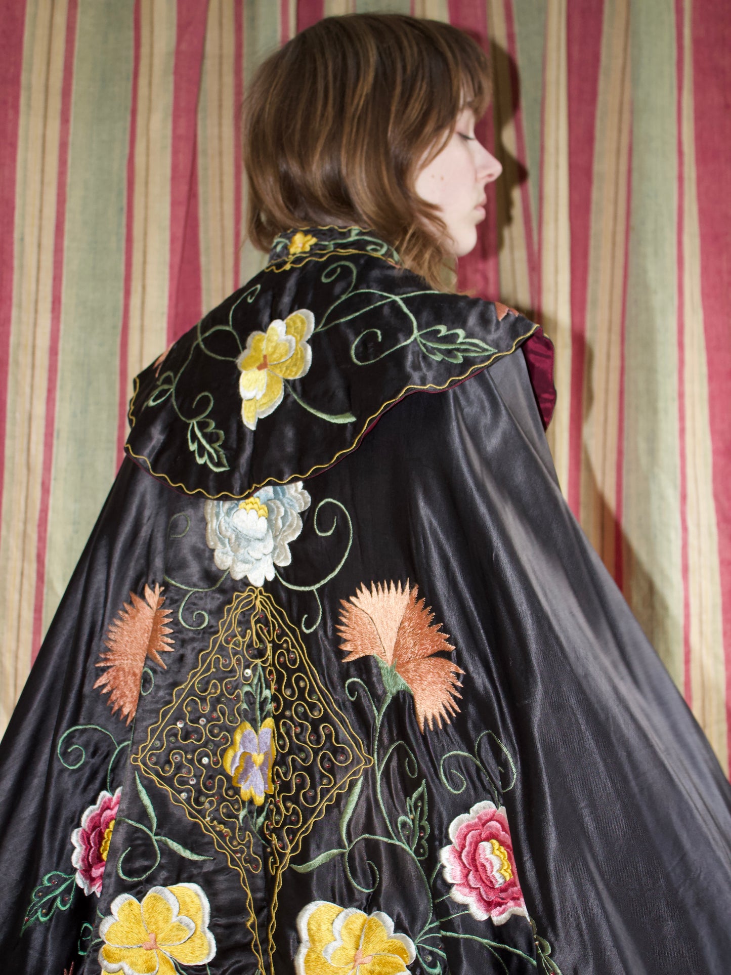 1940s Densely Embroidered Satin Matador / Toreador Cape