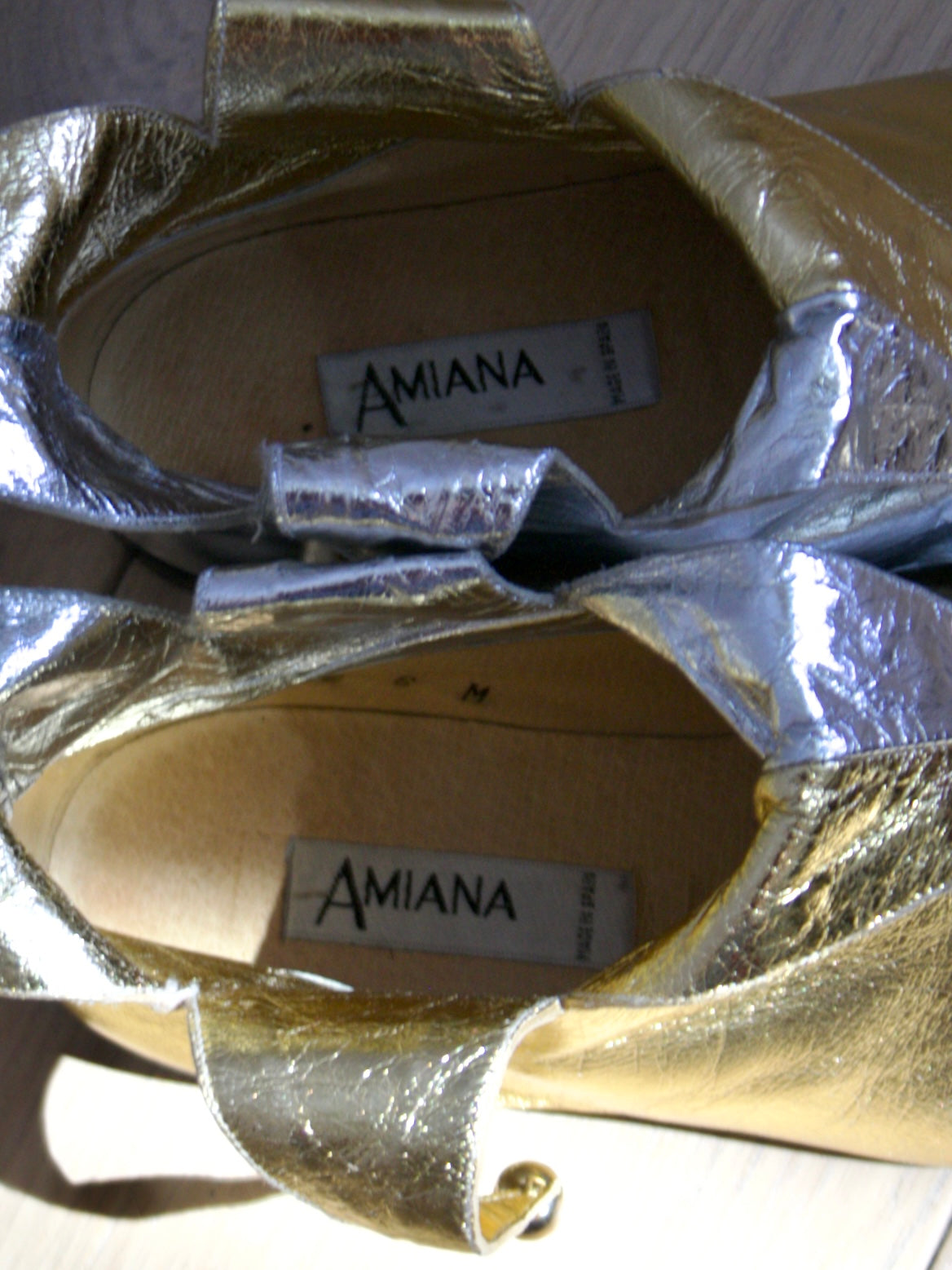 Special 1970s Two Tone Metallic Leather Jester Booties w* Bells