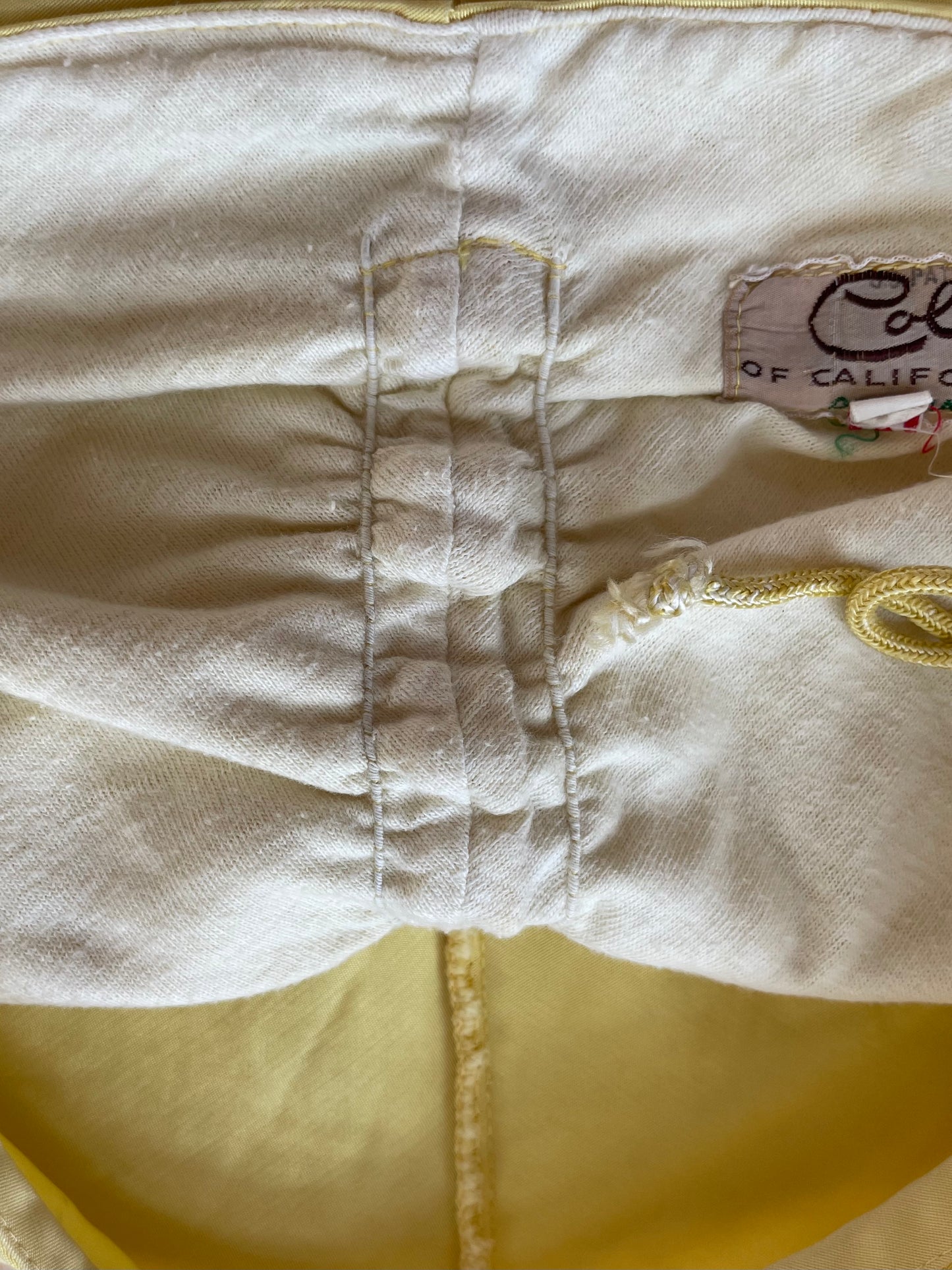 Rare Golden Chartreuse 1940s Cole of California Swoon-glo Lace Up Swim Shorts