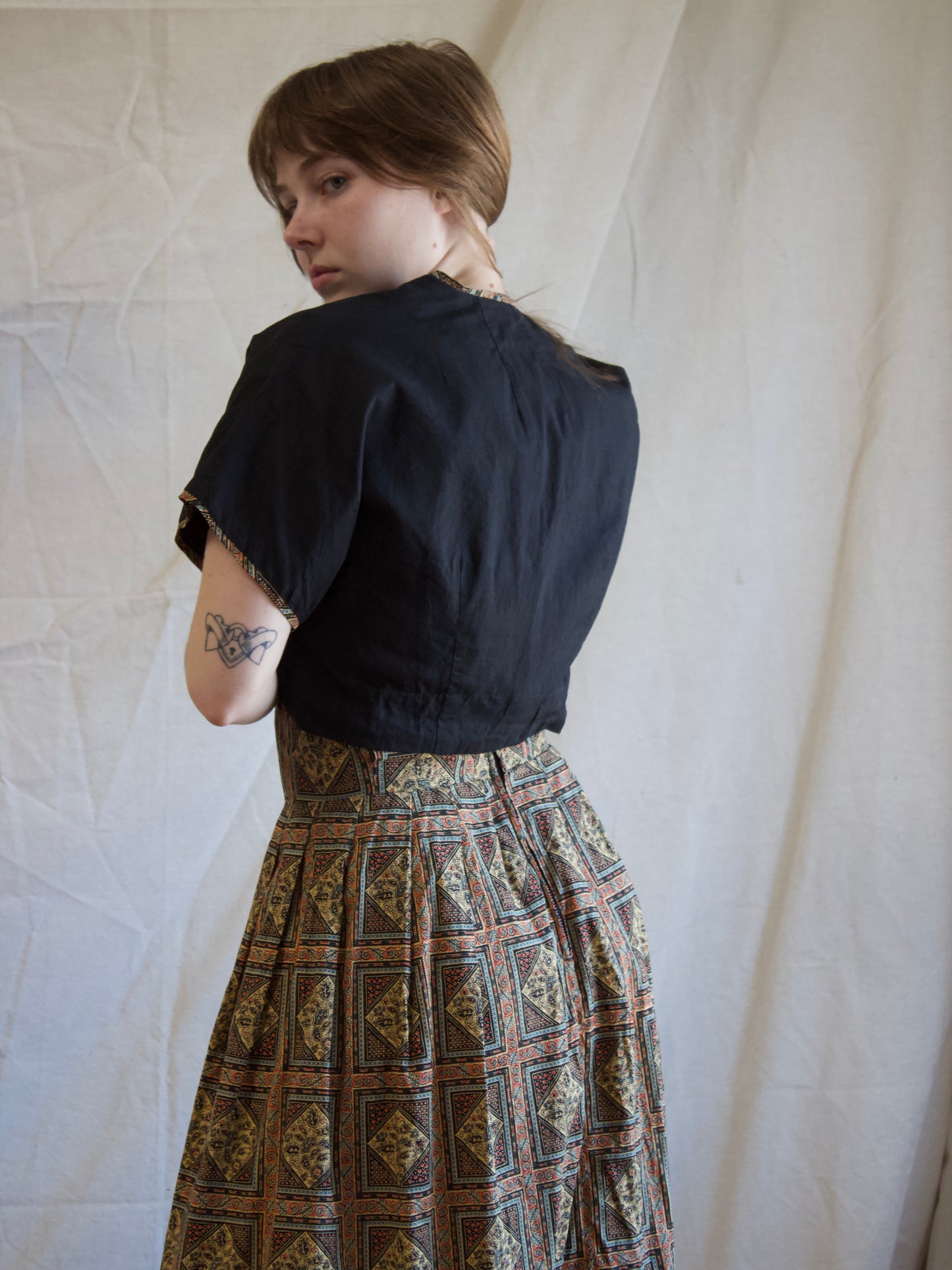 1950s Two Piece Paisley Printed Cotton Sundress + Bolero