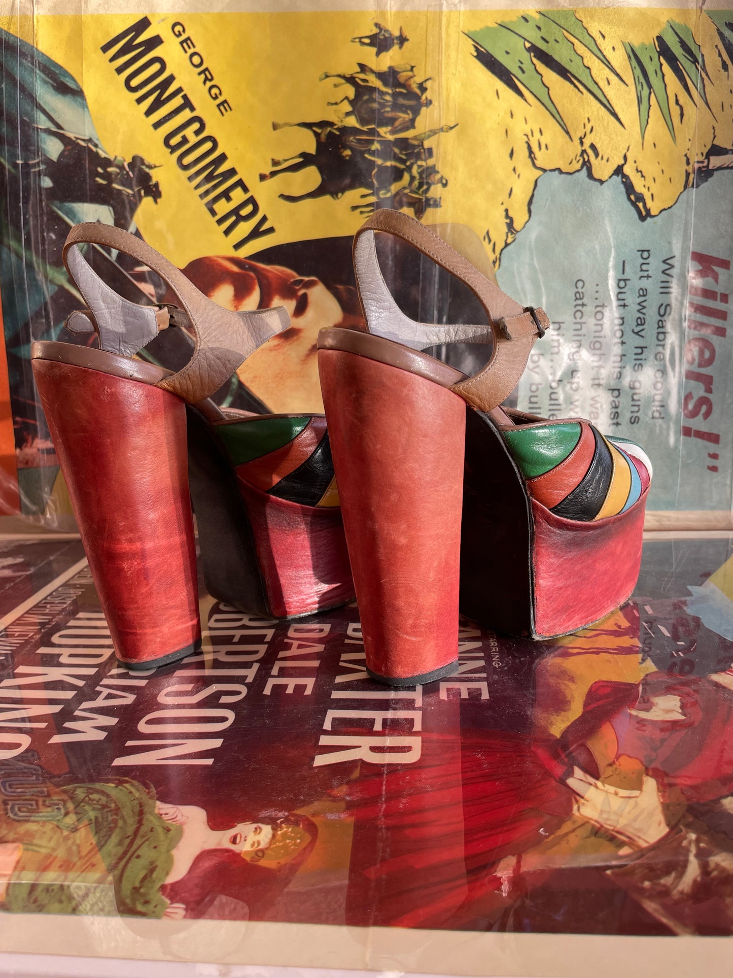 Special 1970s Rainbow Patchwork Leather Platforms