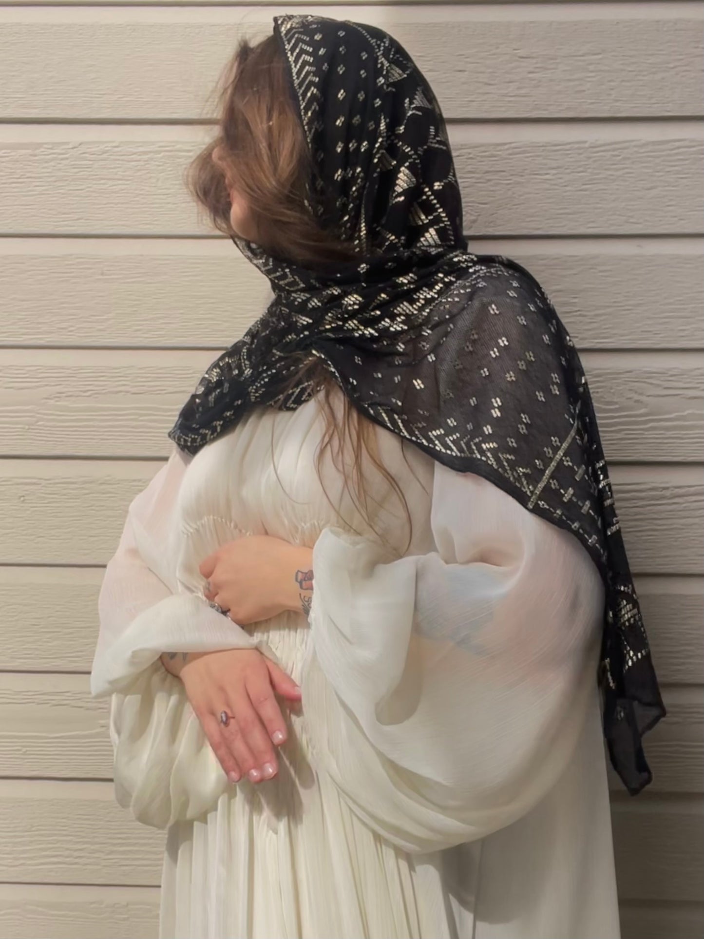 Antique Hammered Metal Assuit Classic Style Shawl