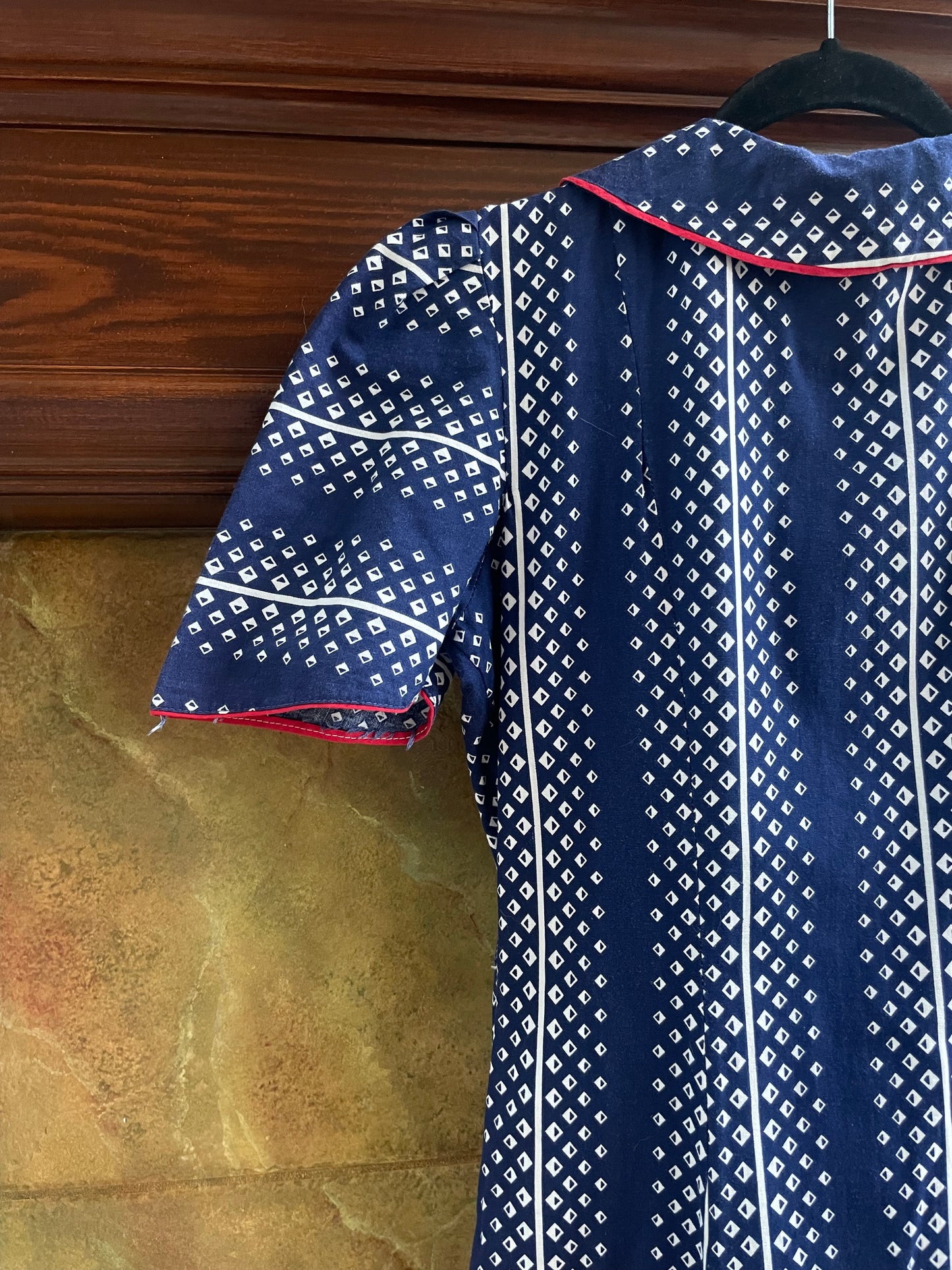 1930s Deco Printed Zip Front Dress