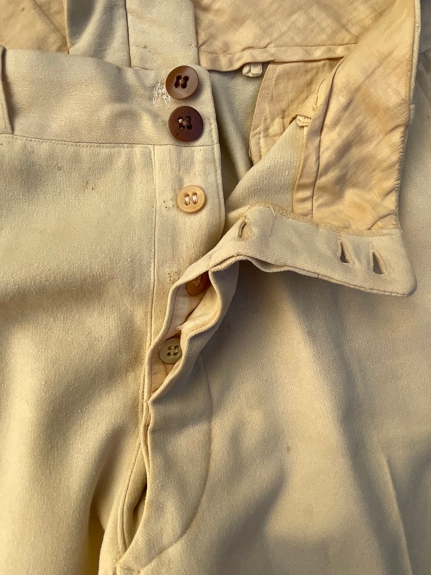 1930s Custom Made Floral Motif Chain Stitched Kick Flare Wool Pants