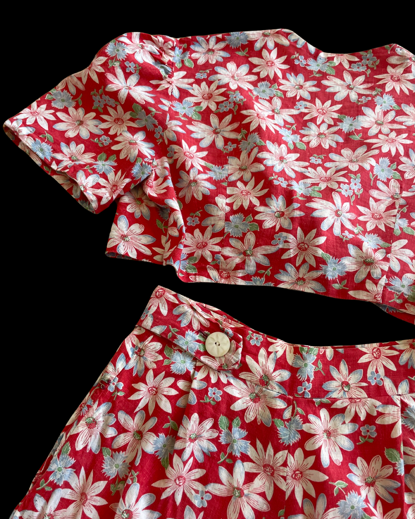 1930s Handmade Two Piece Feedsack Playsuit