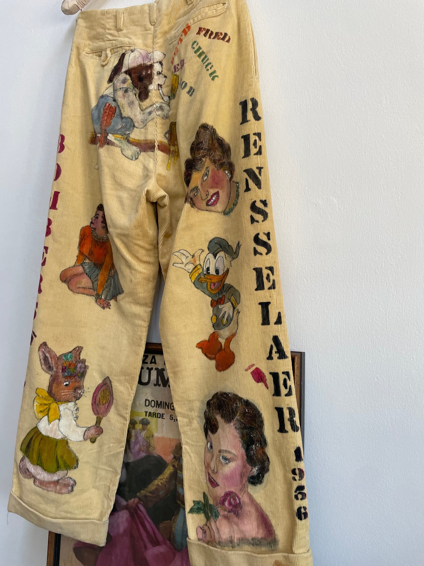 Rare 1956 'Rensselaer Bombers' Indiana Senior Cords Hand Drawn/ Hand Painted Pants